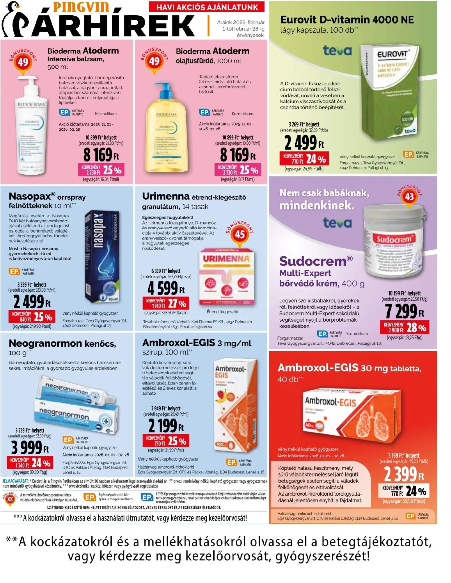 Pingvin Patika akciós ujság - amely érvényes a következő dátumtól: 01.02.2026 | Oldal: 12 | Termékek: Bor