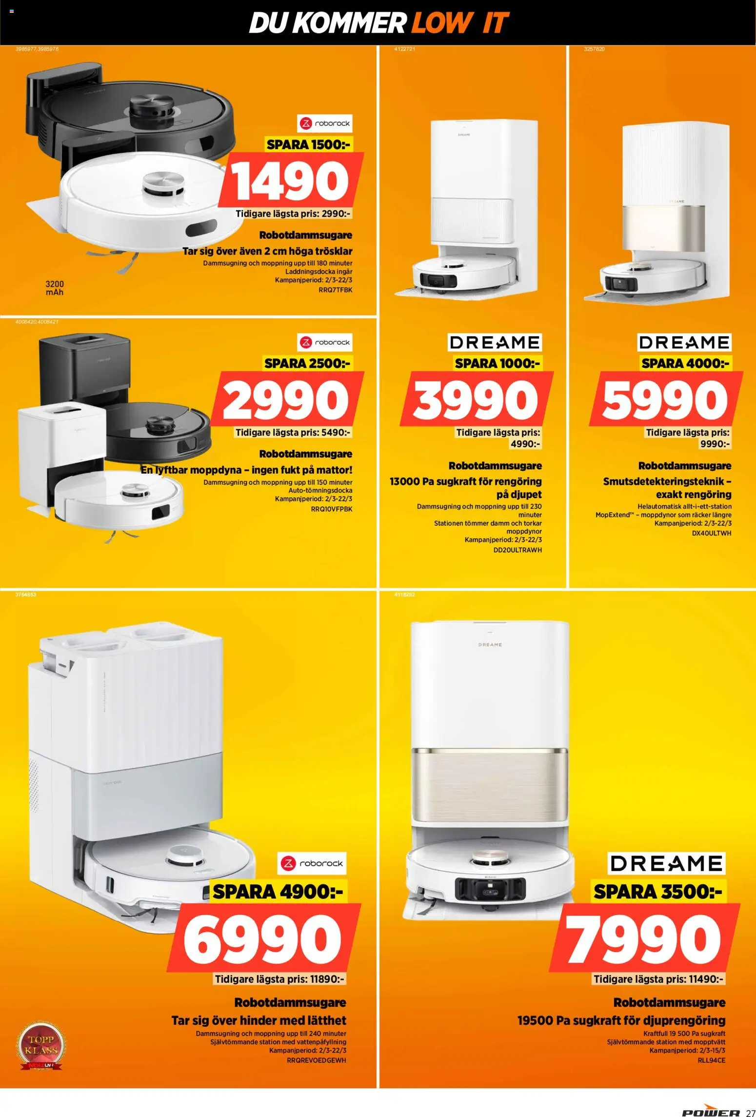 Power reklamblad aktuell från 09.03.2026 | Sida: 27 | Produkter: Topp, Robotdammsugare