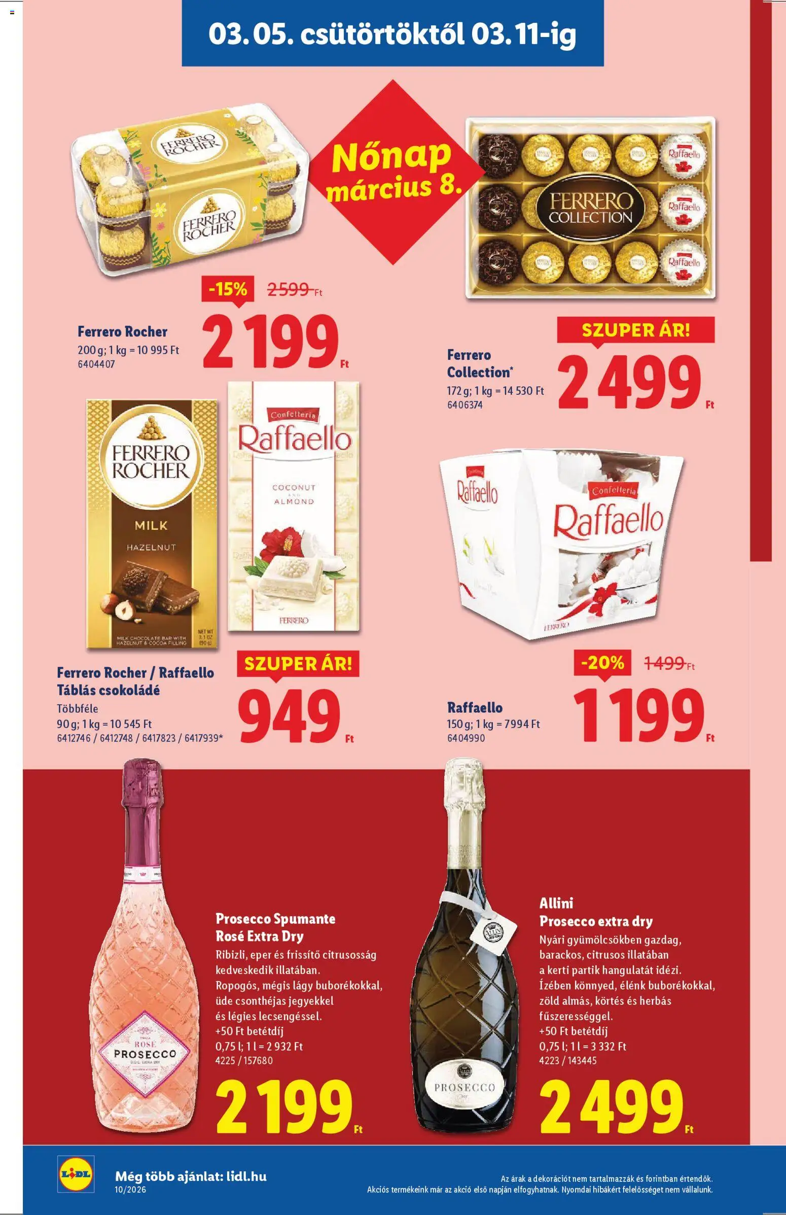 Lidl akciós ujság - amely érvényes a következő dátumtól: 05.03.2026 | Oldal: 16 | Termékek: Raffaello, Ferrero rocher, Csokoládé, Eper