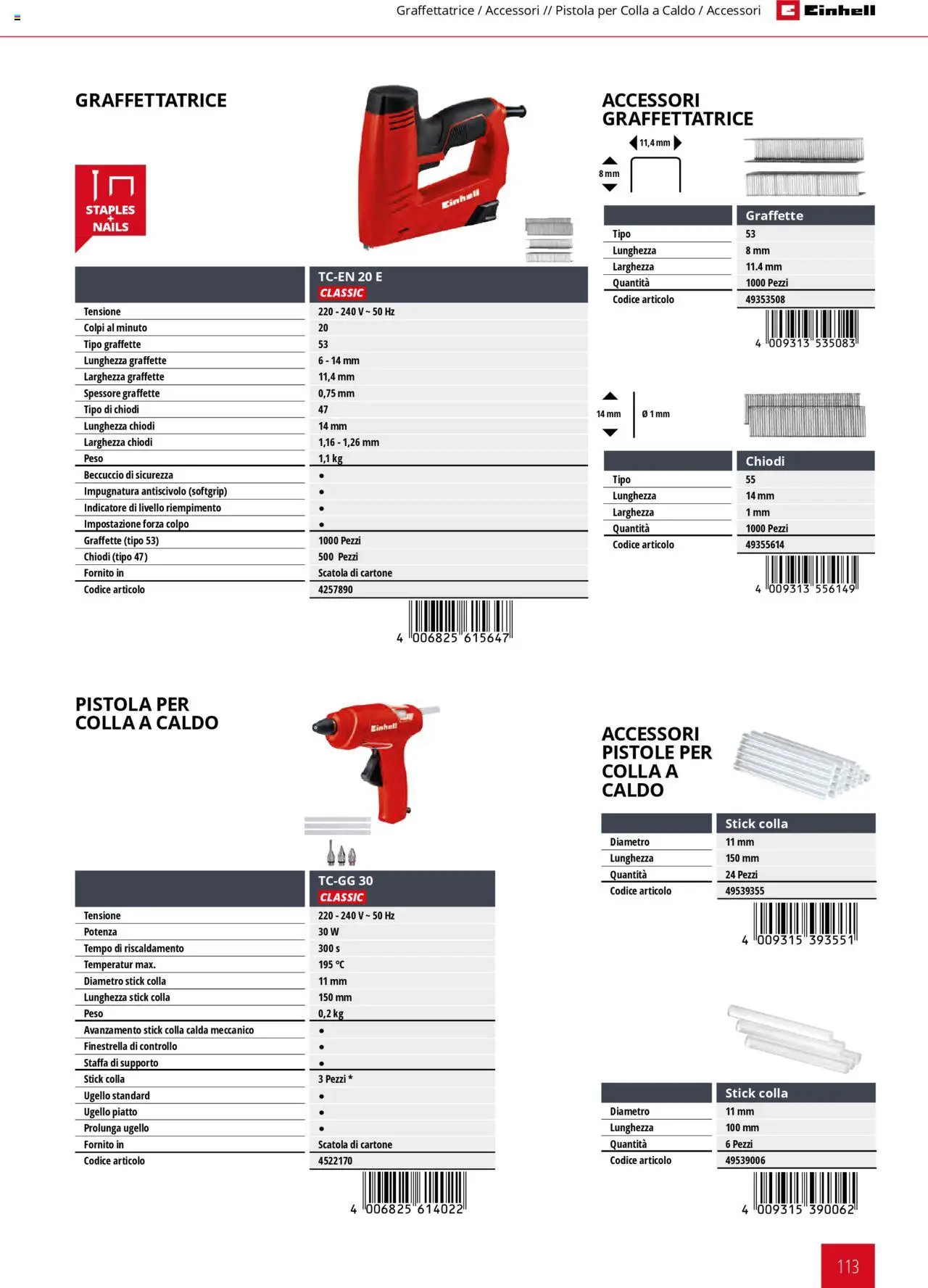 Volantino Einhell del 06.02.2025 | Pagina: 113 | Prodotti: Colla, Chiodi, Piatto, Scatola