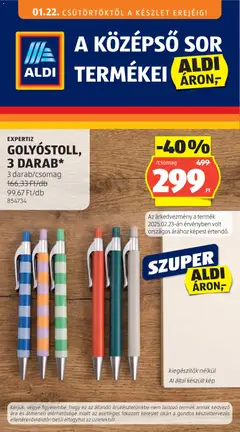 Aldi Középső sor termékei - amely érvényes a következő dátumtól: 22.01.2026
