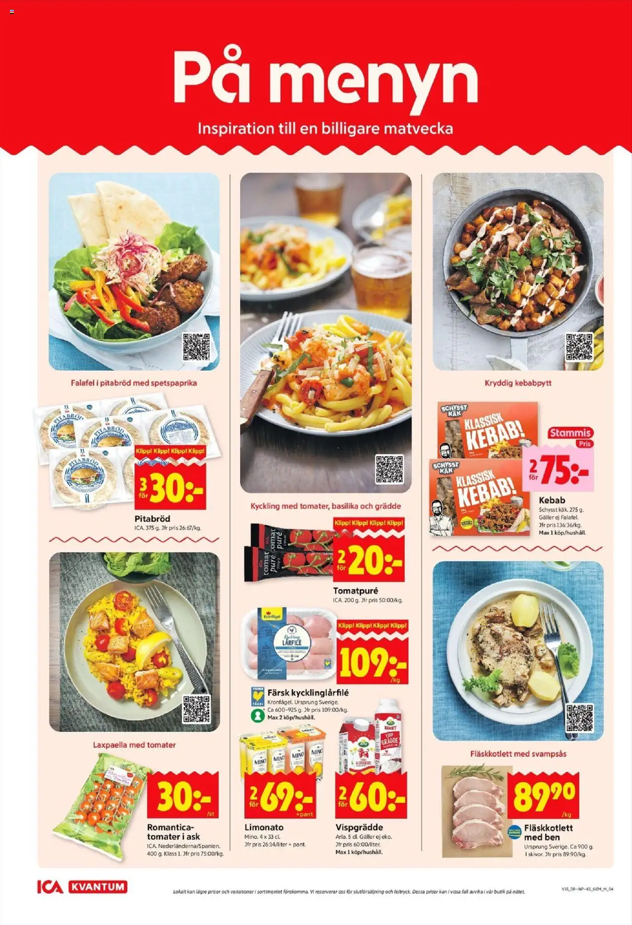 ICA Kvantum reklamblad aktuell från 25.08.2025 | Sida: 4 | Produkter: Galler, Tomatpure, Pitabröd, Grädde