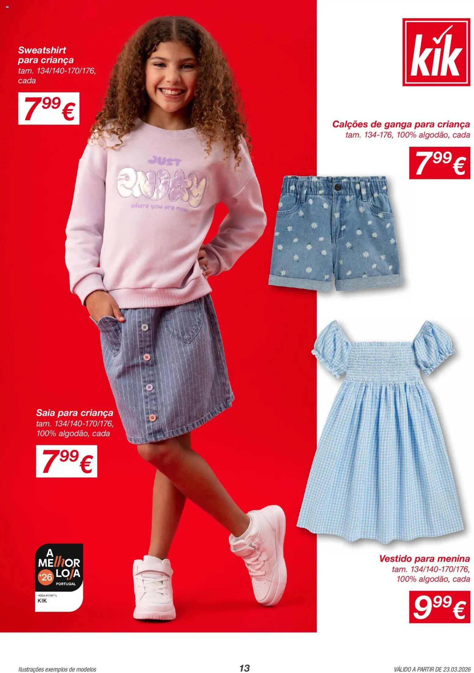 KIK folheto │ válido de 23.03.2026 | Página: 13 | Produtos: Vestido, Sweatshirt, Calções, Saia