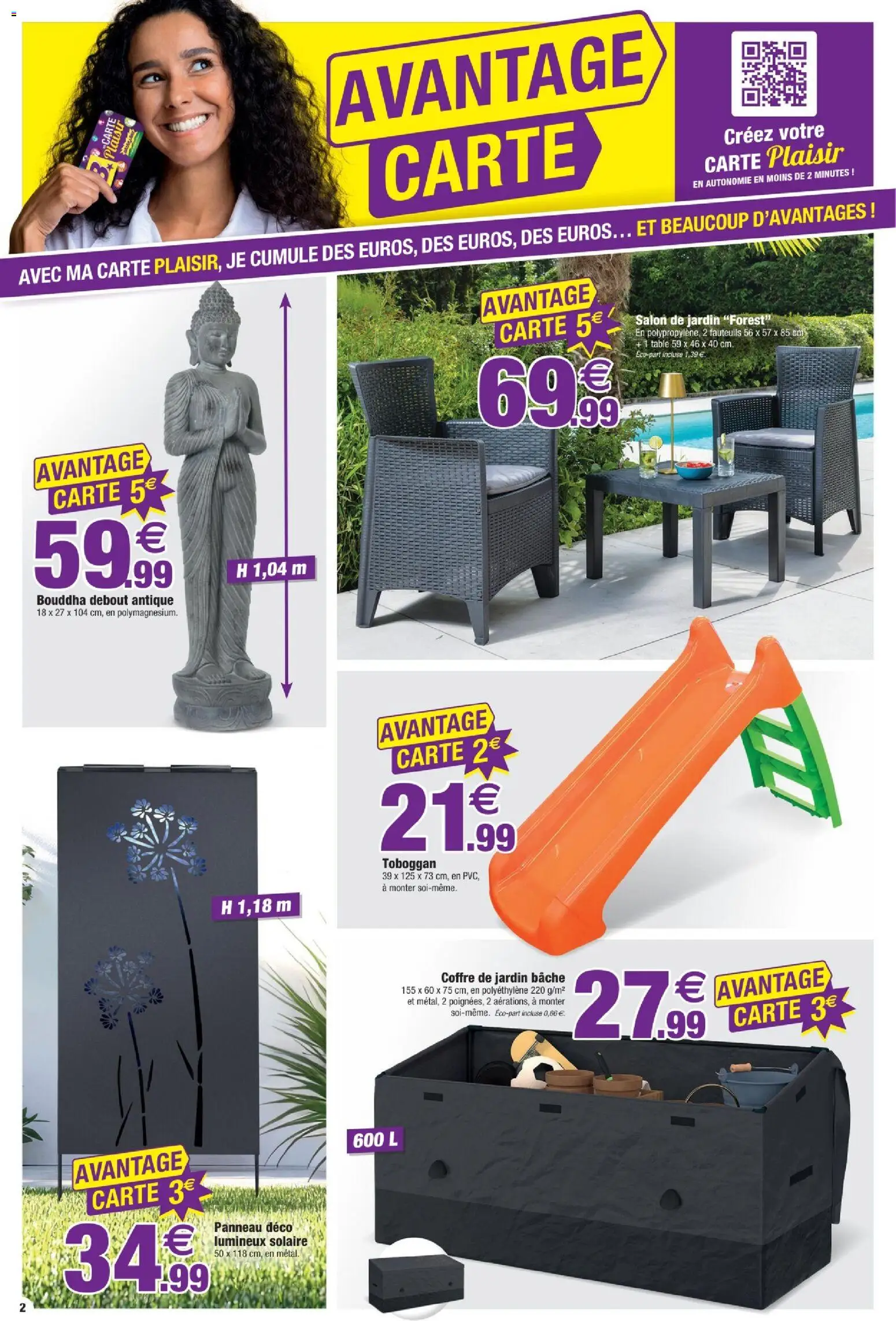{H1} | Page: 2 | Produits: Toboggan, Salon de jardin, Table, Coffre de jardin
