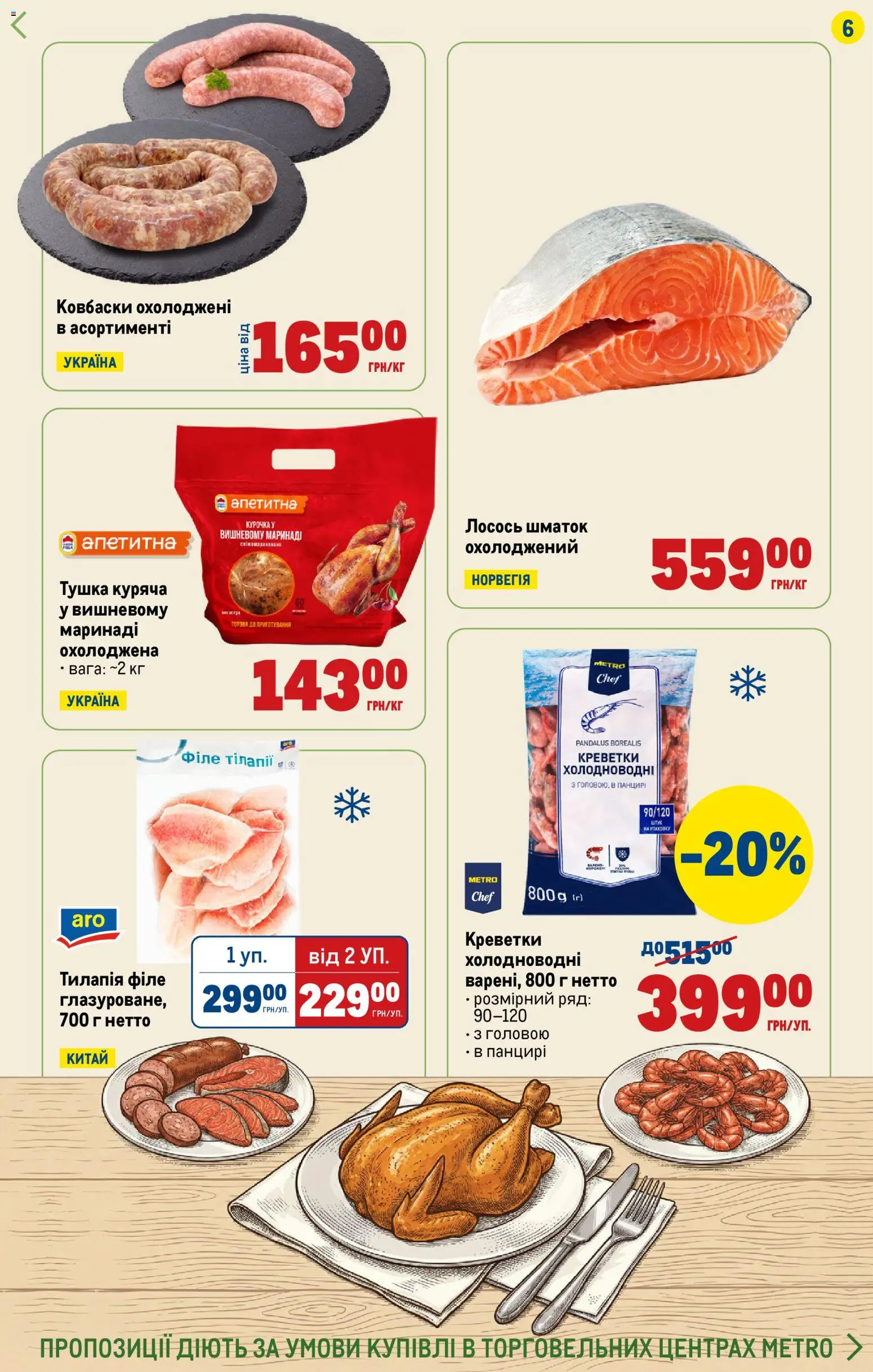 Metro Kаталог - дійснийкції з 22.01.2026 | Сторінка: 6 | Товари: Лосось, Креветки