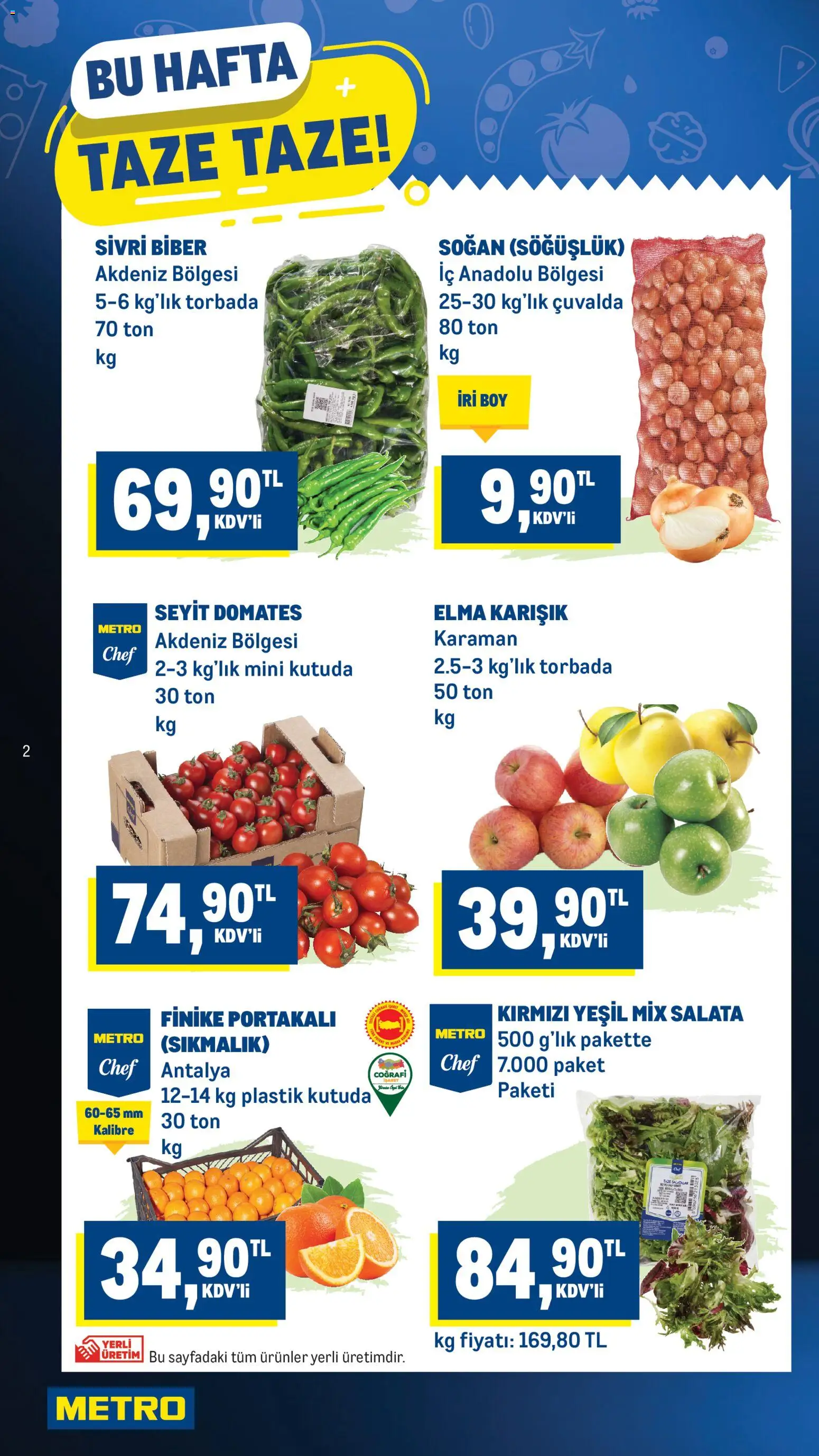 Metro - Taze Ürünler - 25.02.2026 tarihinden itibaren geçerlidir | Sayfa: 2 | Ürünler: Elma, Domates, Salata, Biber