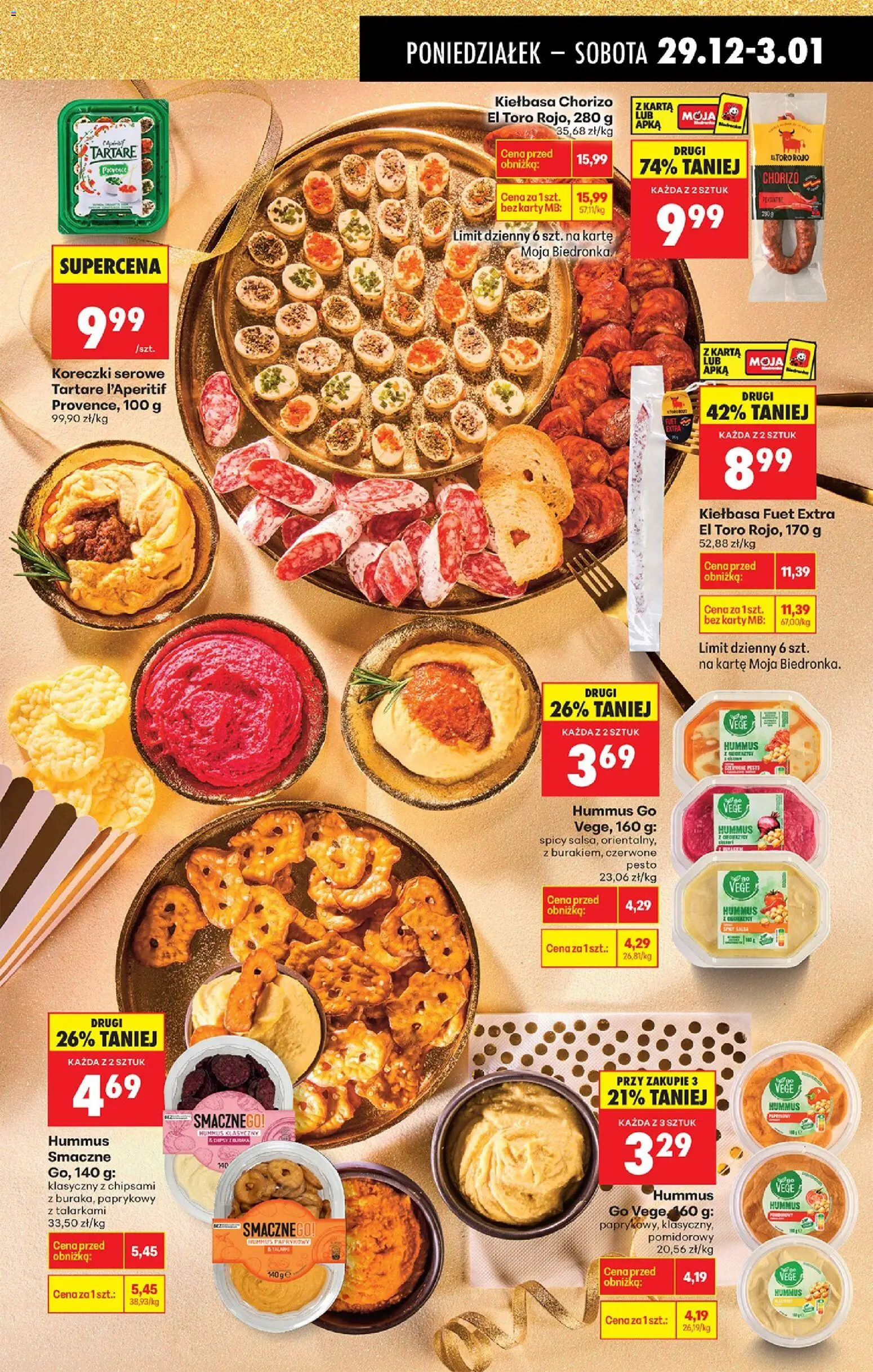 Biedronka gazetka od 29.12.2025 | Strona: 21 | Produkty: Karta, Hummus klasyczny, Fuet, Hummus