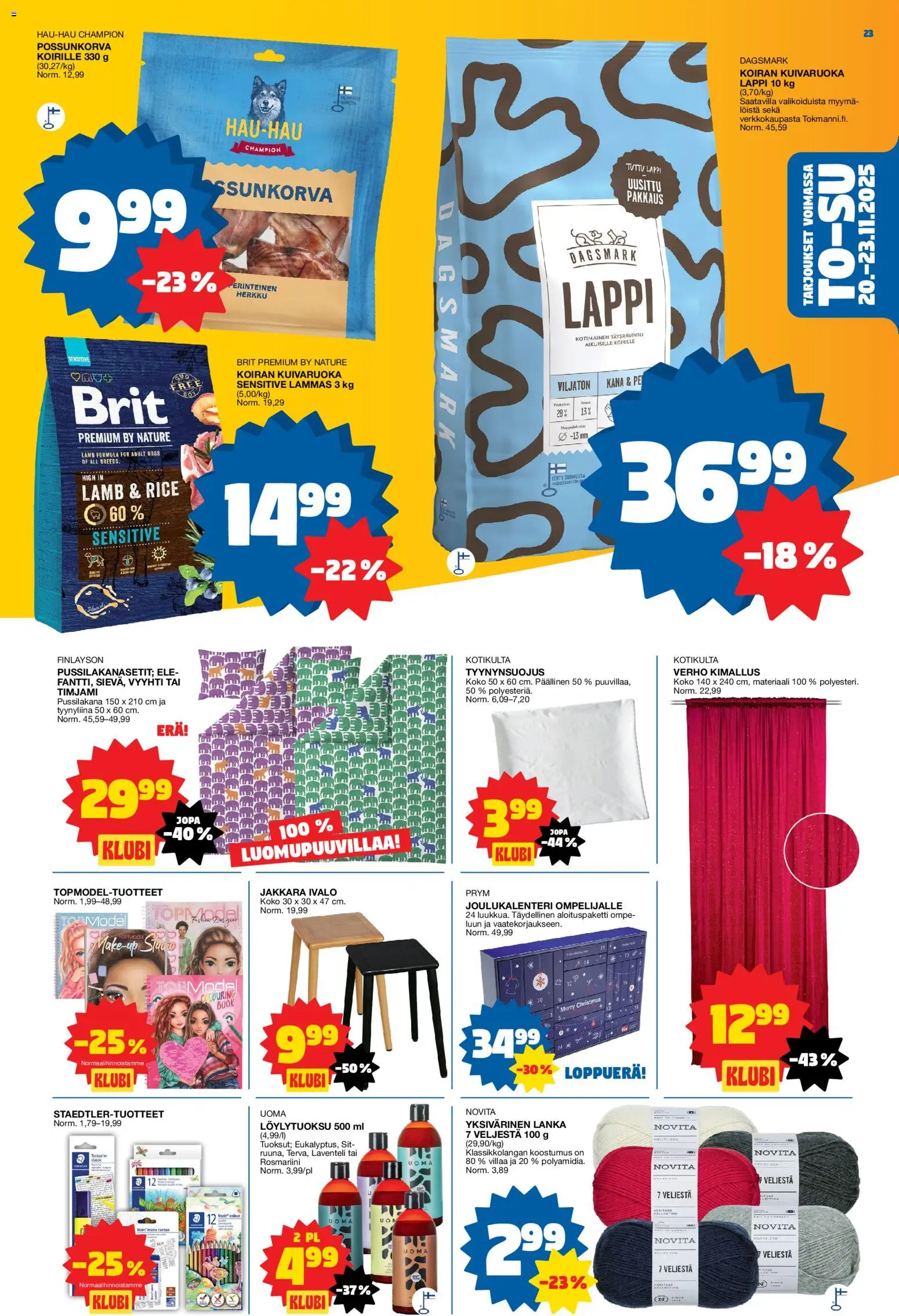 Tokmanni - Black Friday – voimassa 17.11.2025 alkaen | Sivu: 23 | Tuotteet: Joulukalenteri, Verho, Kana, Timjami