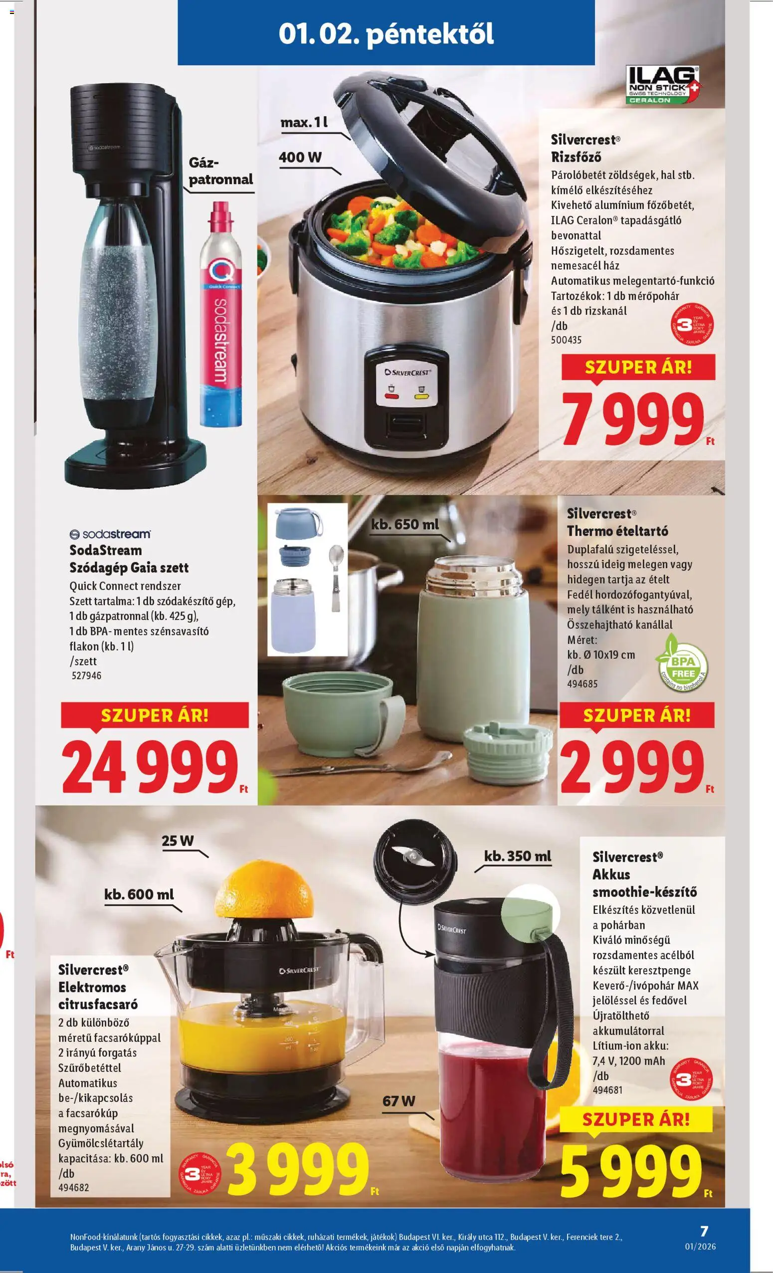 Lidl akciós ujság - amely érvényes a következő dátumtól: 02.01.2026 | Oldal: 7 | Termékek: Ételtartó, Szódagép, Játékok, Hal