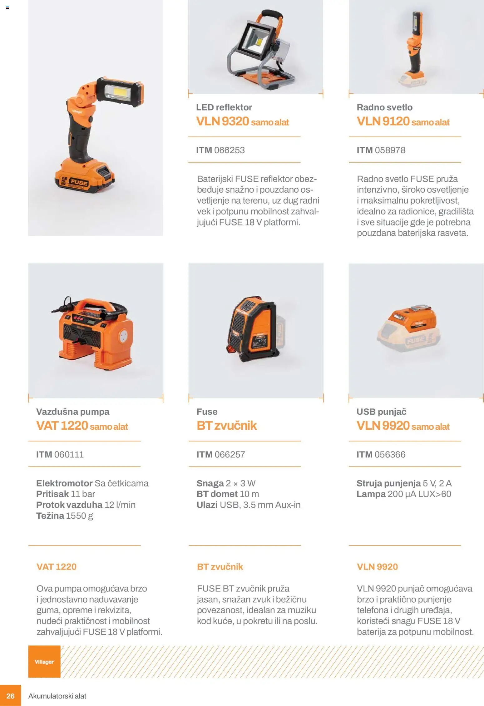 Villager katalog - važi od 24.02.2026 | Strana: 26 | Proizvode: Lampa, Zvučnik, USB, Reflektor