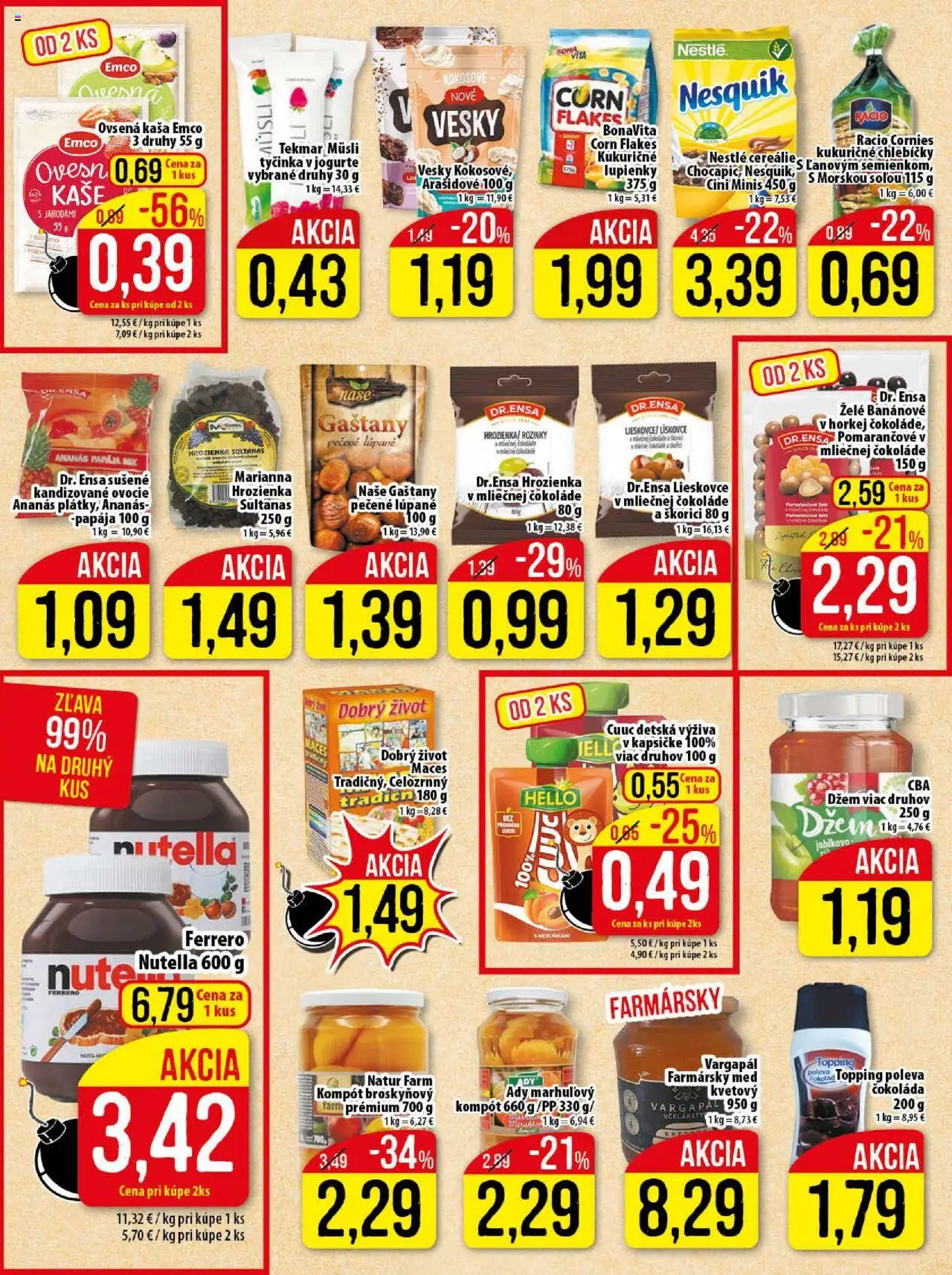 Klas leták │ platný od 28.07.2025 | Strana: 13 | Produkty: Gaštany, Cini Minis, Nesquik, Ovocie