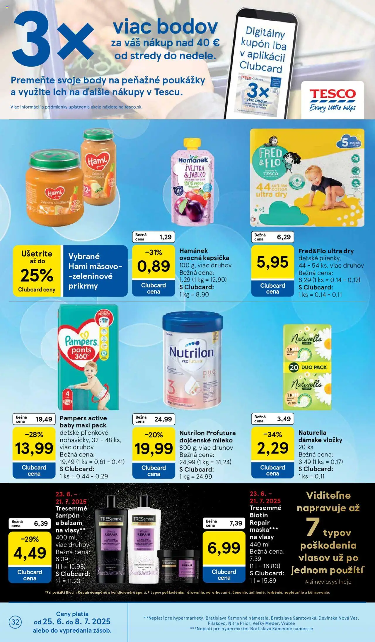 Tesco Hypermarket - leták │ platný od 25.06.2025 | Strana: 32 | Produkty: Mlieko, Nutrilon, Šampón, Maska