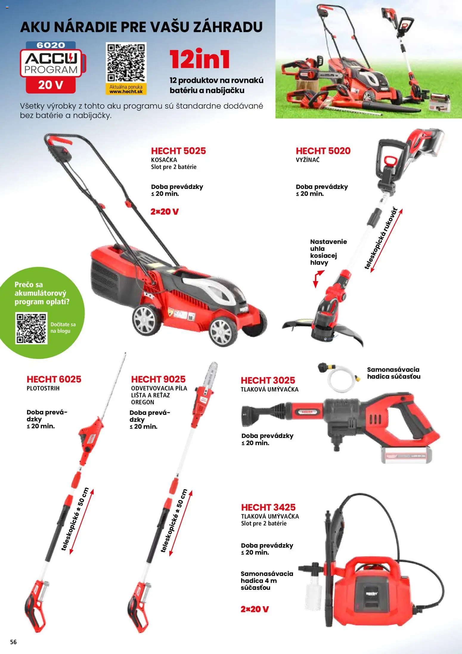 Nové Hecht akcie – leták je platný od 19.02.2026 | Strana: 56 | Produkty: Aku náradie, Kosačka, Píla, Náradie