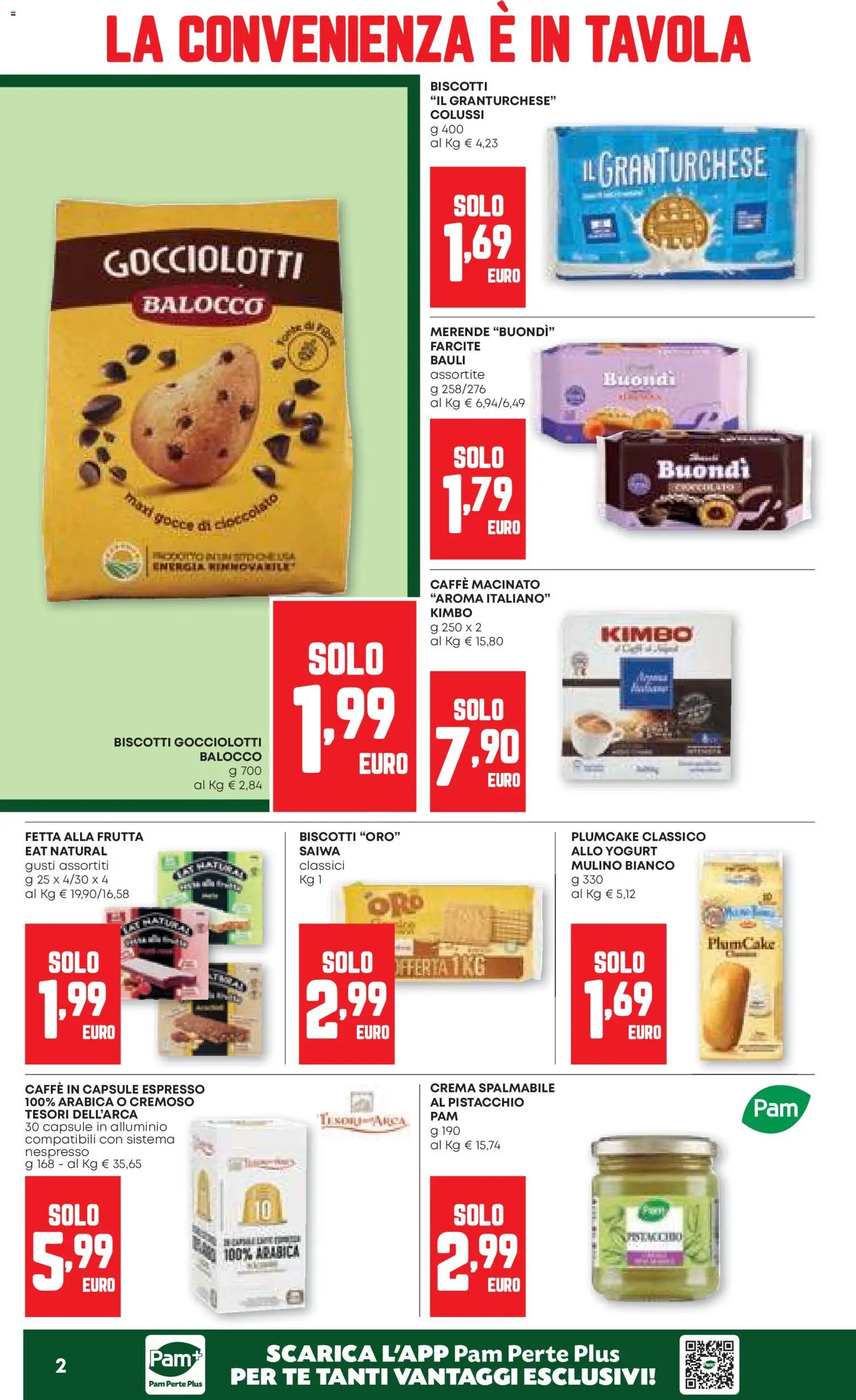 Volantino PAM del 12.02.2026 | Pagina: 2 | Prodotti: Yogurt, Frutta, Plumcake, Macinato