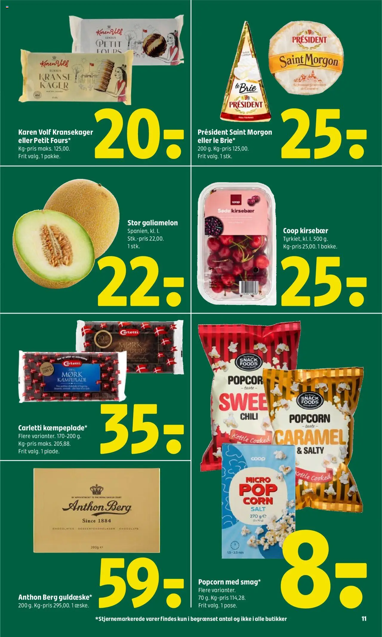 Coop 365 Tilbudsavis gyldig fra 19.06.2025 | Side: 11 | Produkter: Kirsebær, Salt, Kager, Galiamelon