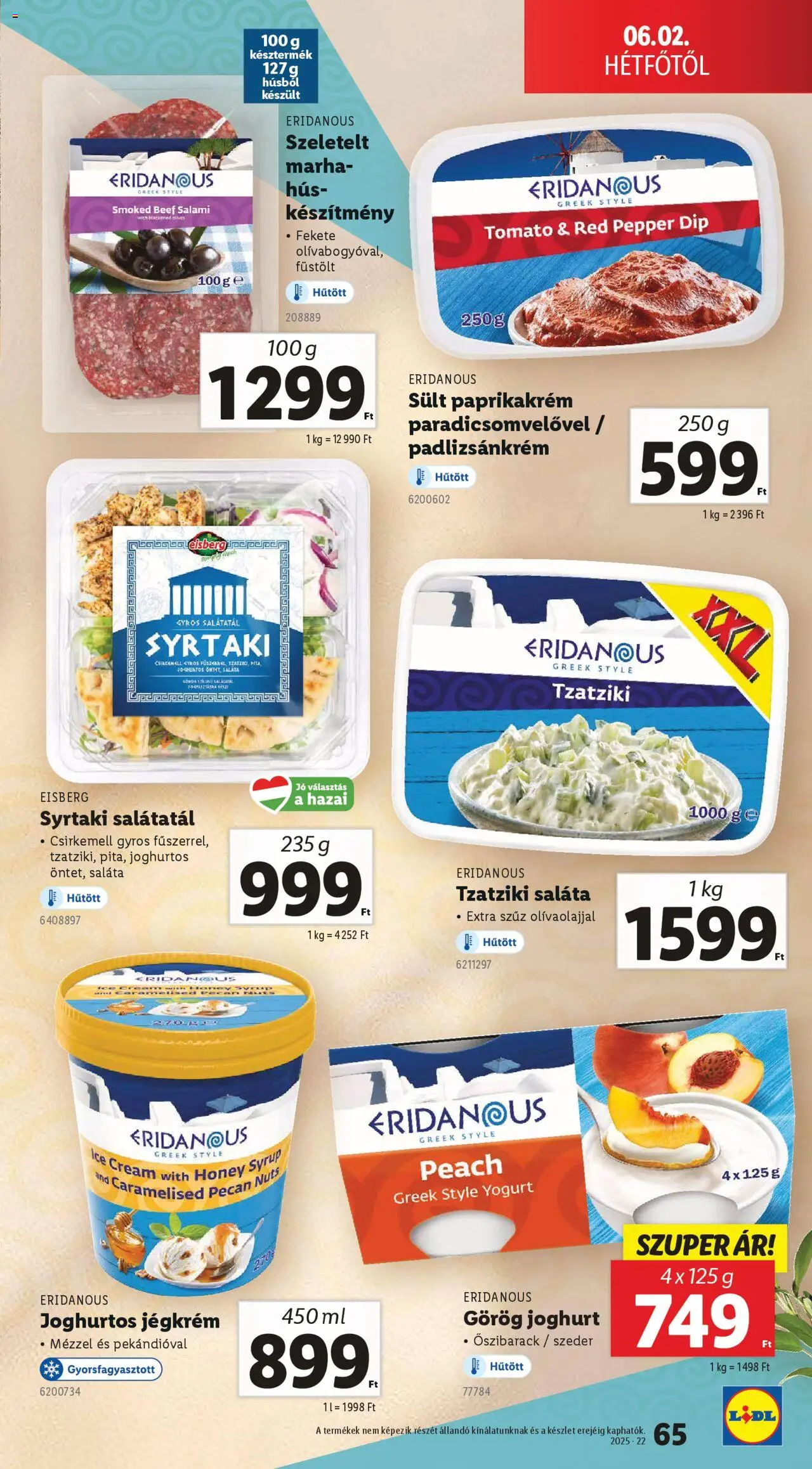 Lidl akciós ujság - amely érvényes a következő dátumtól: 29.05.2025 | Oldal: 65 | Termékek: Hús, Szeder, Görög joghurt, Jégkrém