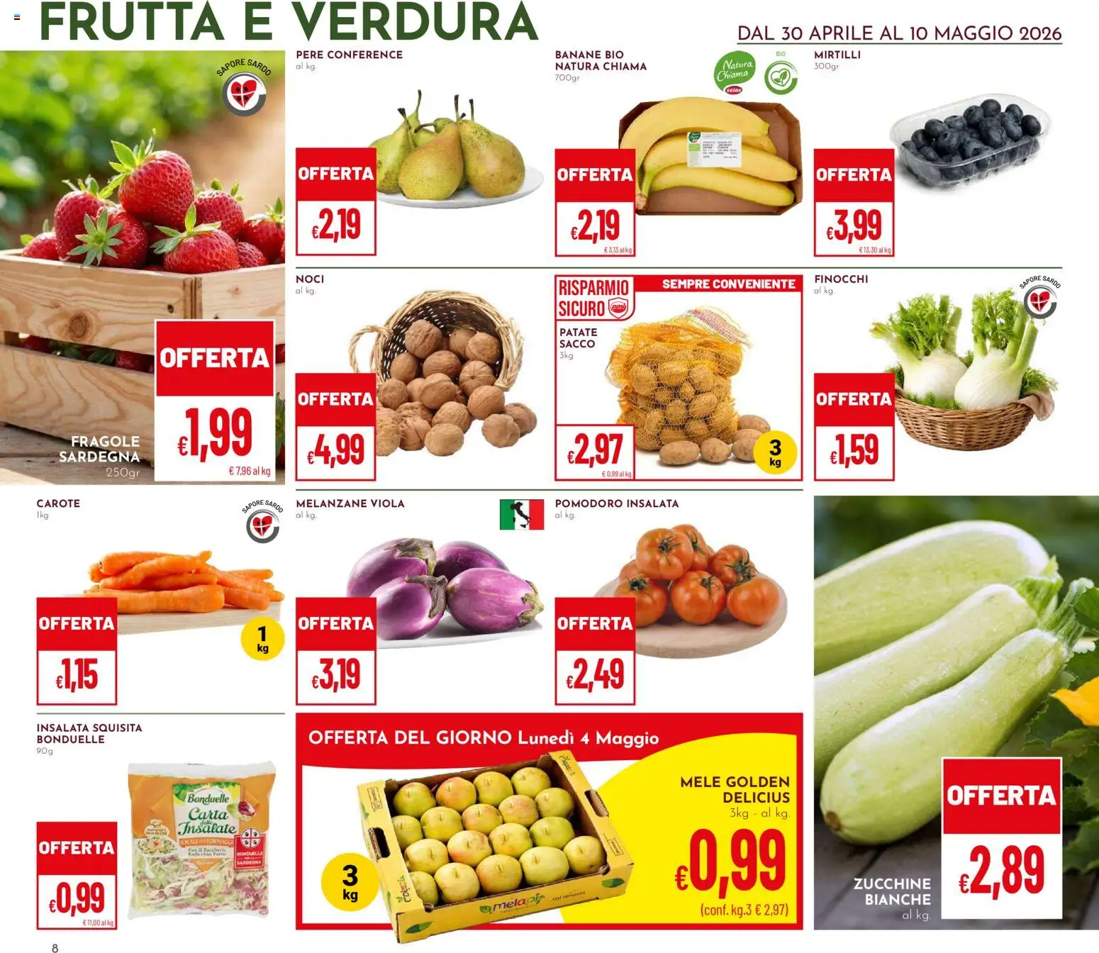 Volantino Pan del 30.04.2026 | Pagina: 8 | Prodotti: Mele, Insalata, Melanzane, Zucchine