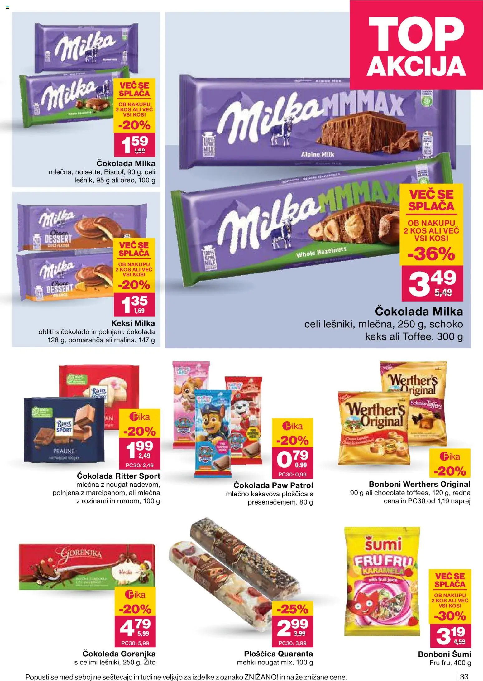 Novi Mercator katalog ponudbe – veljaven od 20.11.2025 | Stran: 33 | Izdelki: Keksi, Bonboni, Kos, Cokolada