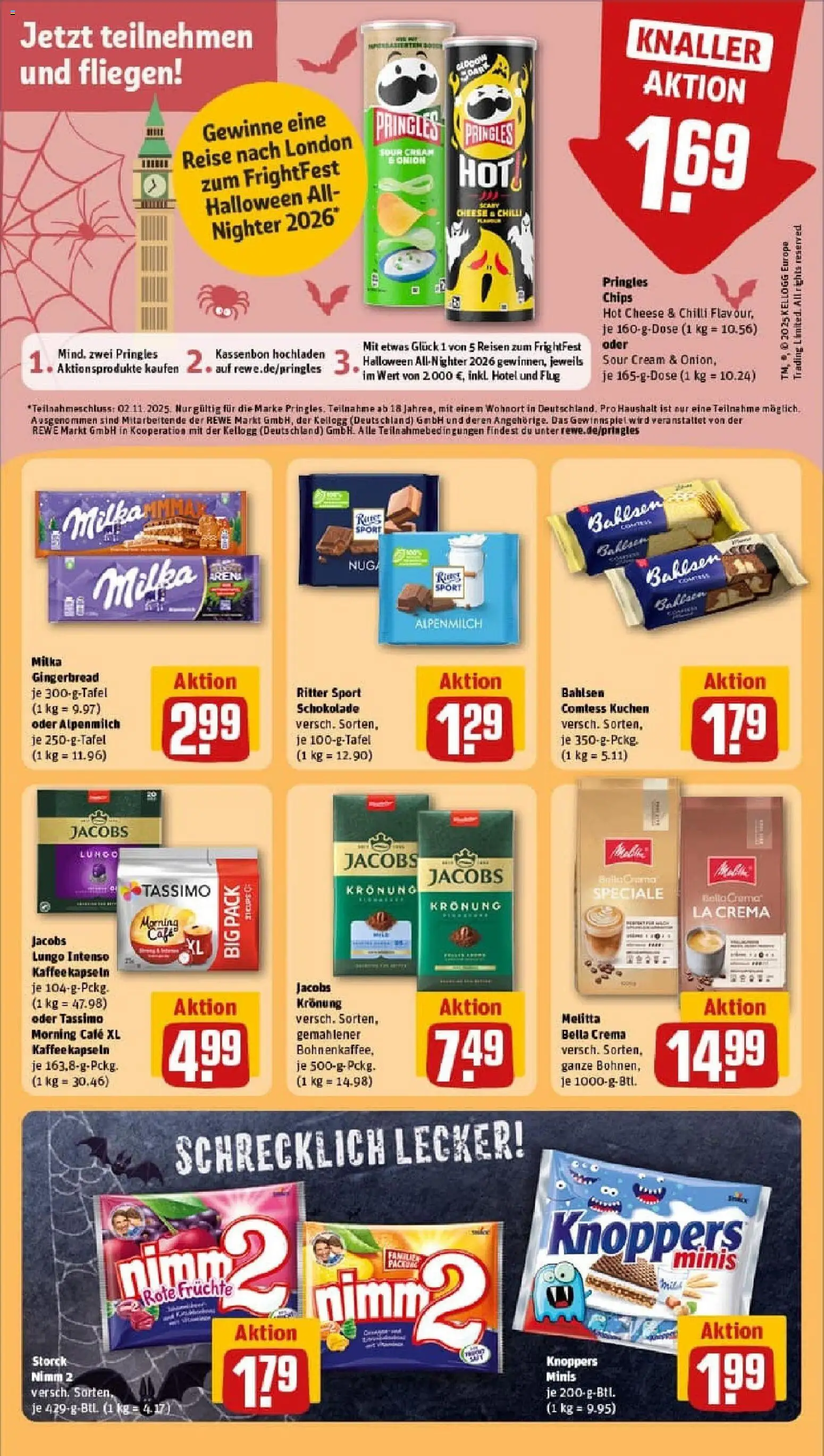 Rewe prospekt Neunkirchen	 – gültig ab 26.10.2025 | Seite: 25 | Produkte: Ritter sport, Kuchen, Chips, Tassimo