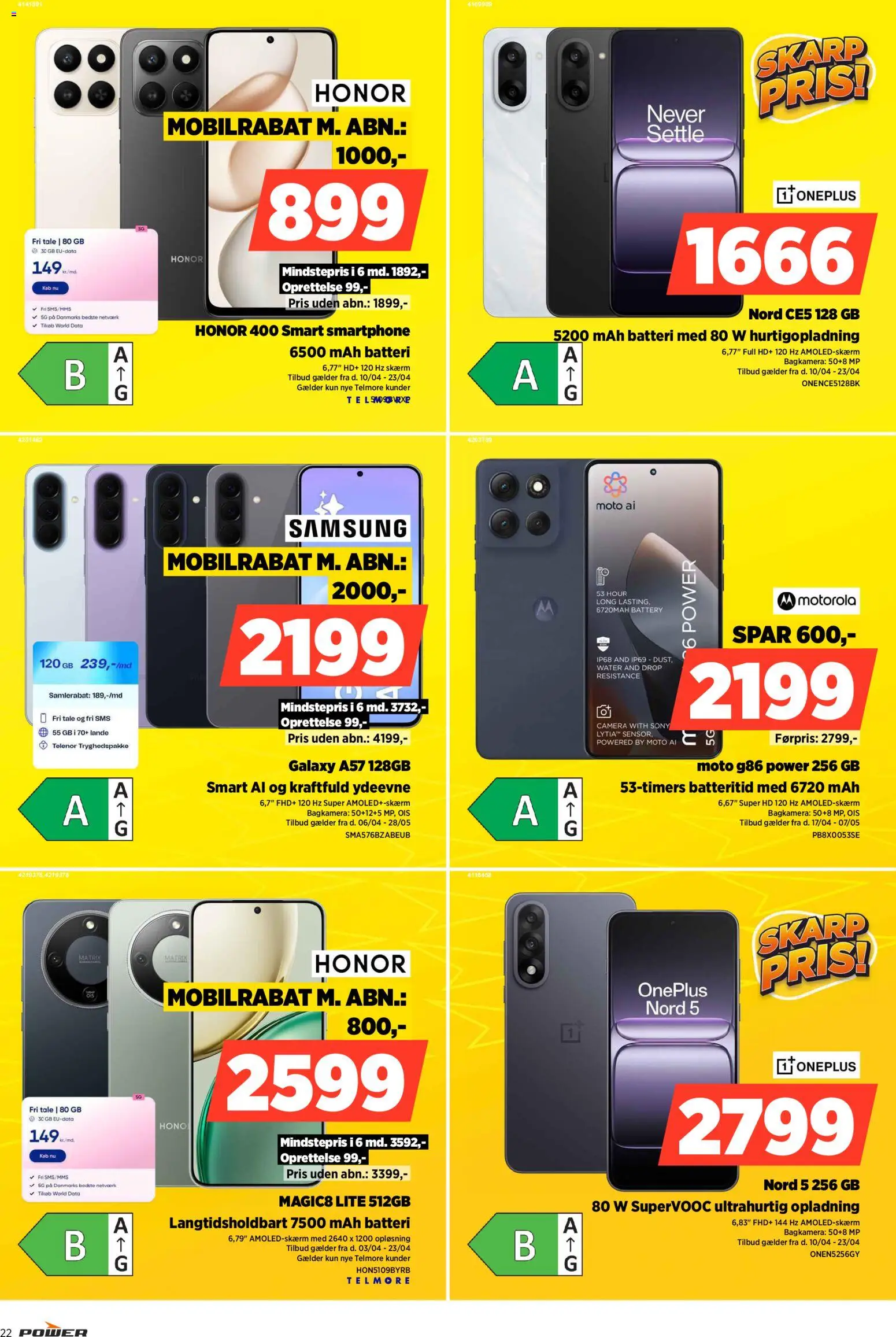 Power tilbudsavis – gyldig fra 17.04.2026 | Side: 22 | Produkter: Te, Skærm, Smartphone, Batteri