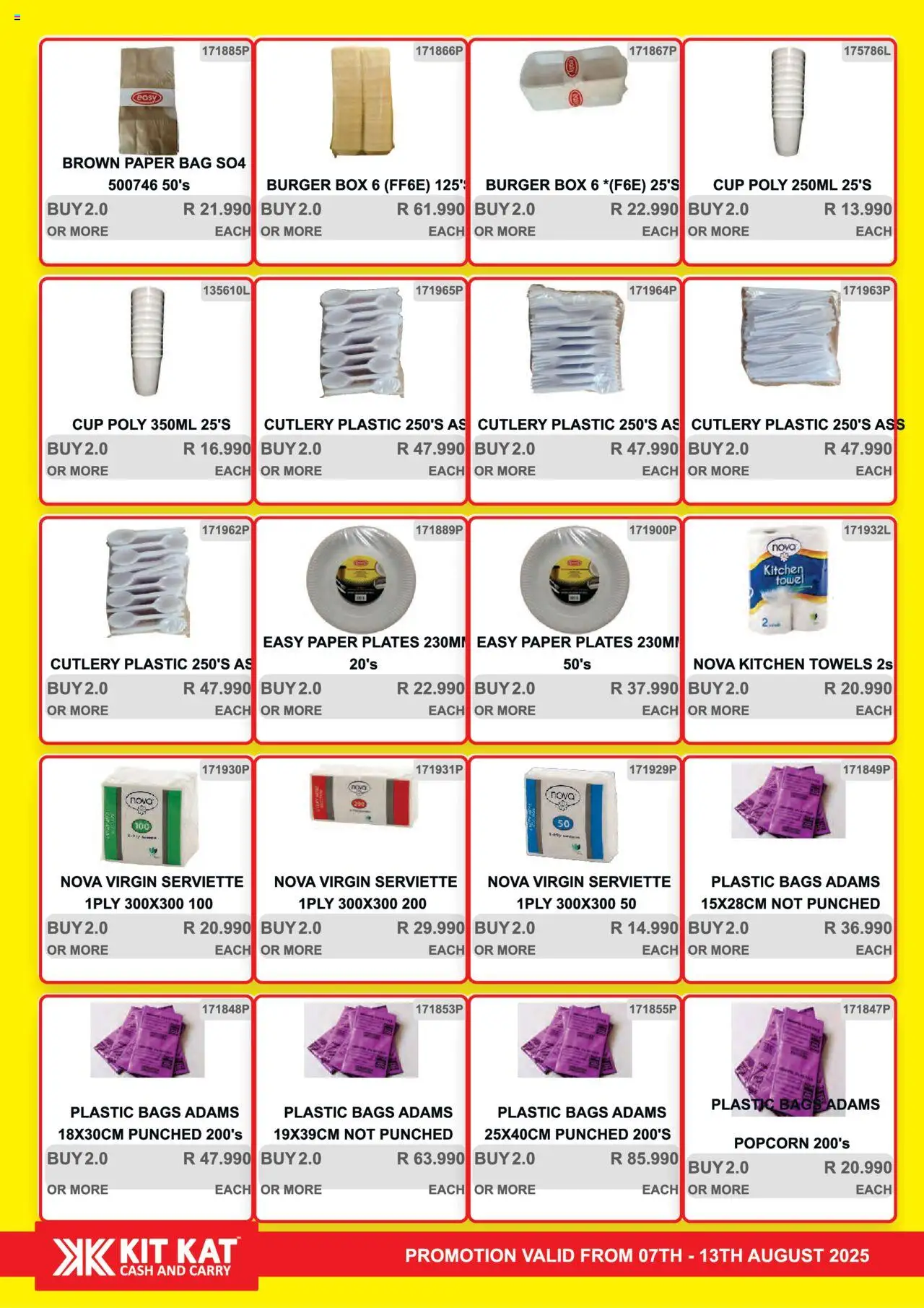 KIT KAT Cash & Carry Weekly Traders Special │ valid from 07.08.2025 | Page: 37 | Products: Box, Popcorn, Paper, Paper plates