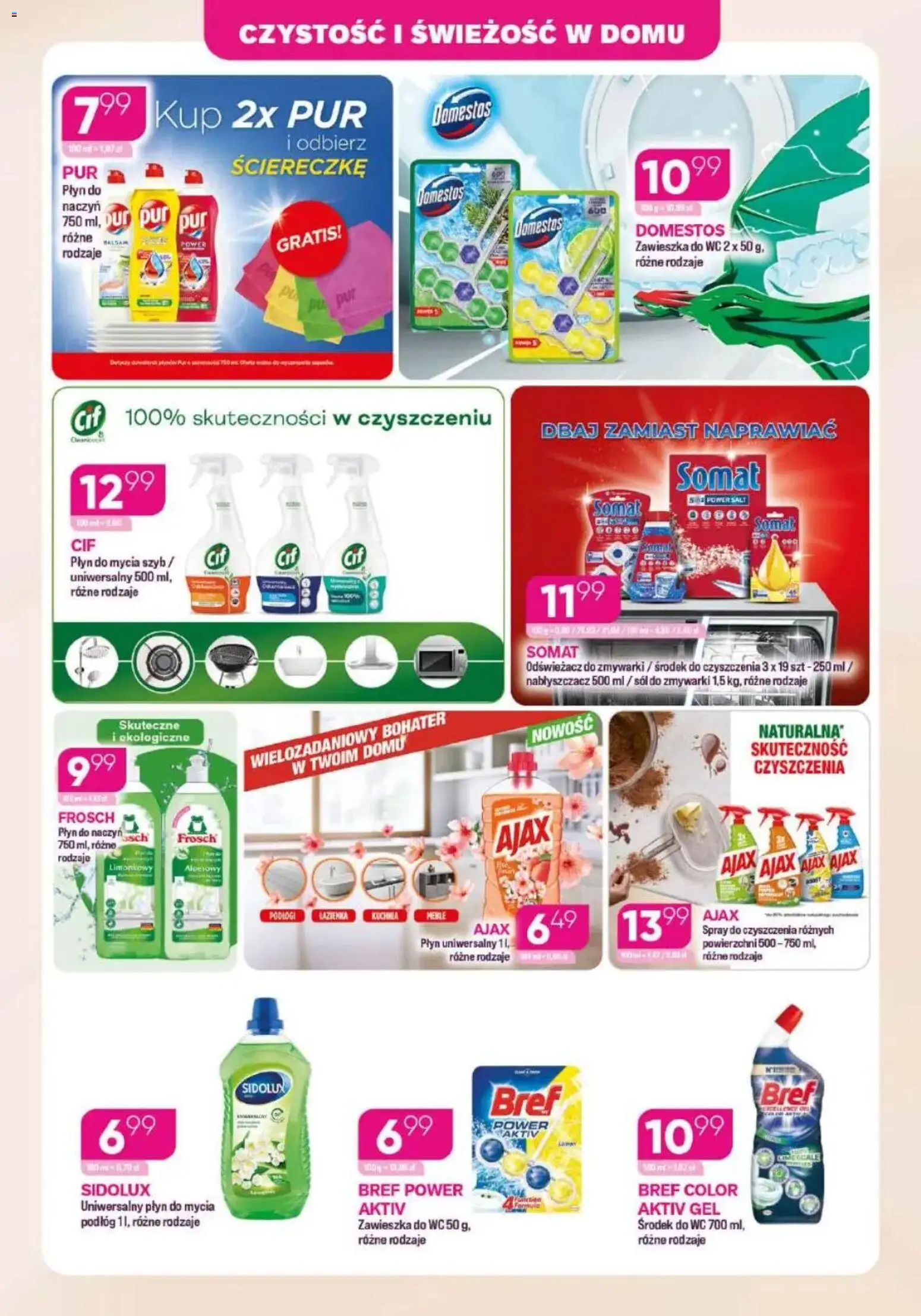 Koliber Gazetka od 12.01.2026 | Strona: 8 | Produkty: Płyn do mycia szyb, Domestos, Sól do zmywarki, Sól