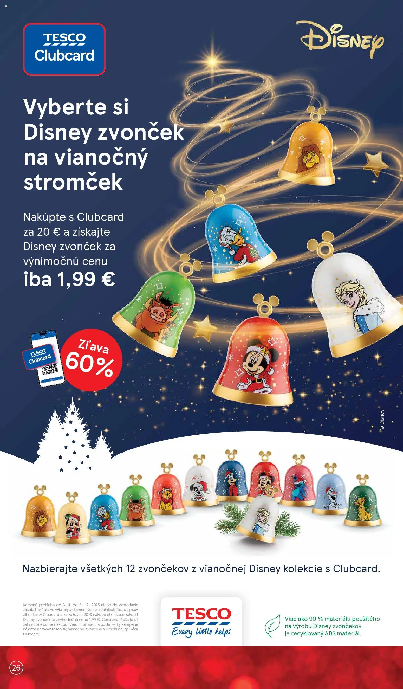 Nové Tesco akcie – leták je platný od 26.11.2025 | Strana: 26 | Produkty: Zvonček, Vianočný stromček