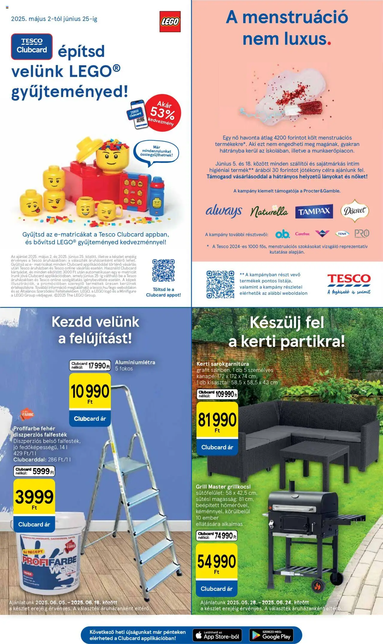 Tesco akciós ujság - amely érvényes a következő dátumtól: 05.06.2025 | Oldal: 11 | Termékek: Grill, Kanapé, Kisasztal, Grillkocsi