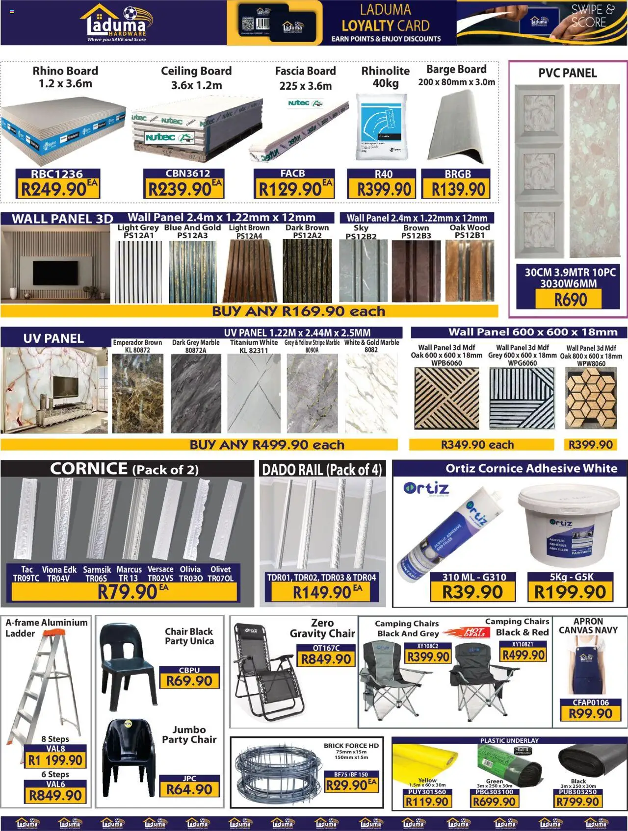 New Laduma Hardware catalogue – valid from 20.10.2025 | Page: 6 | Products: Apron, Chair, Adhesive, Canvas