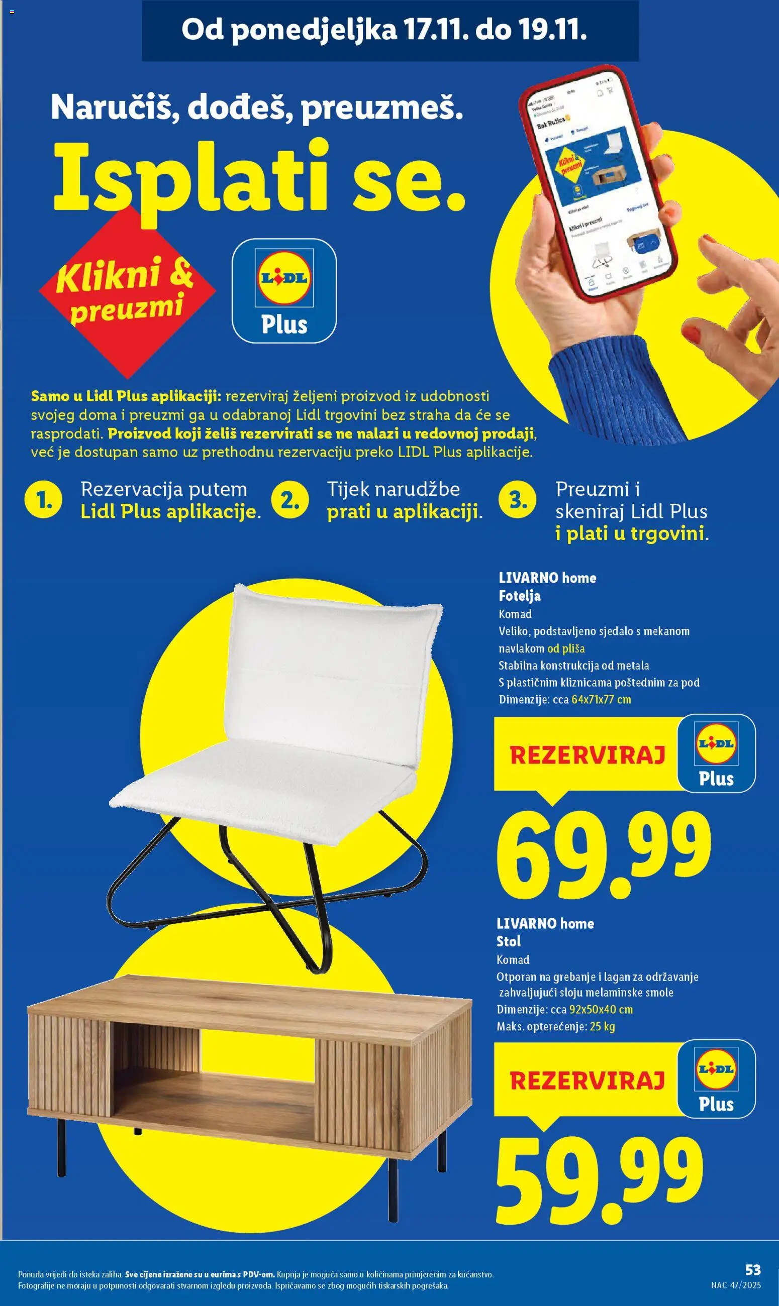 Lidl katalog | vrijedi od 17.11.2025 | Stranica: 53 | Proizvodi: Fotelja, Stol