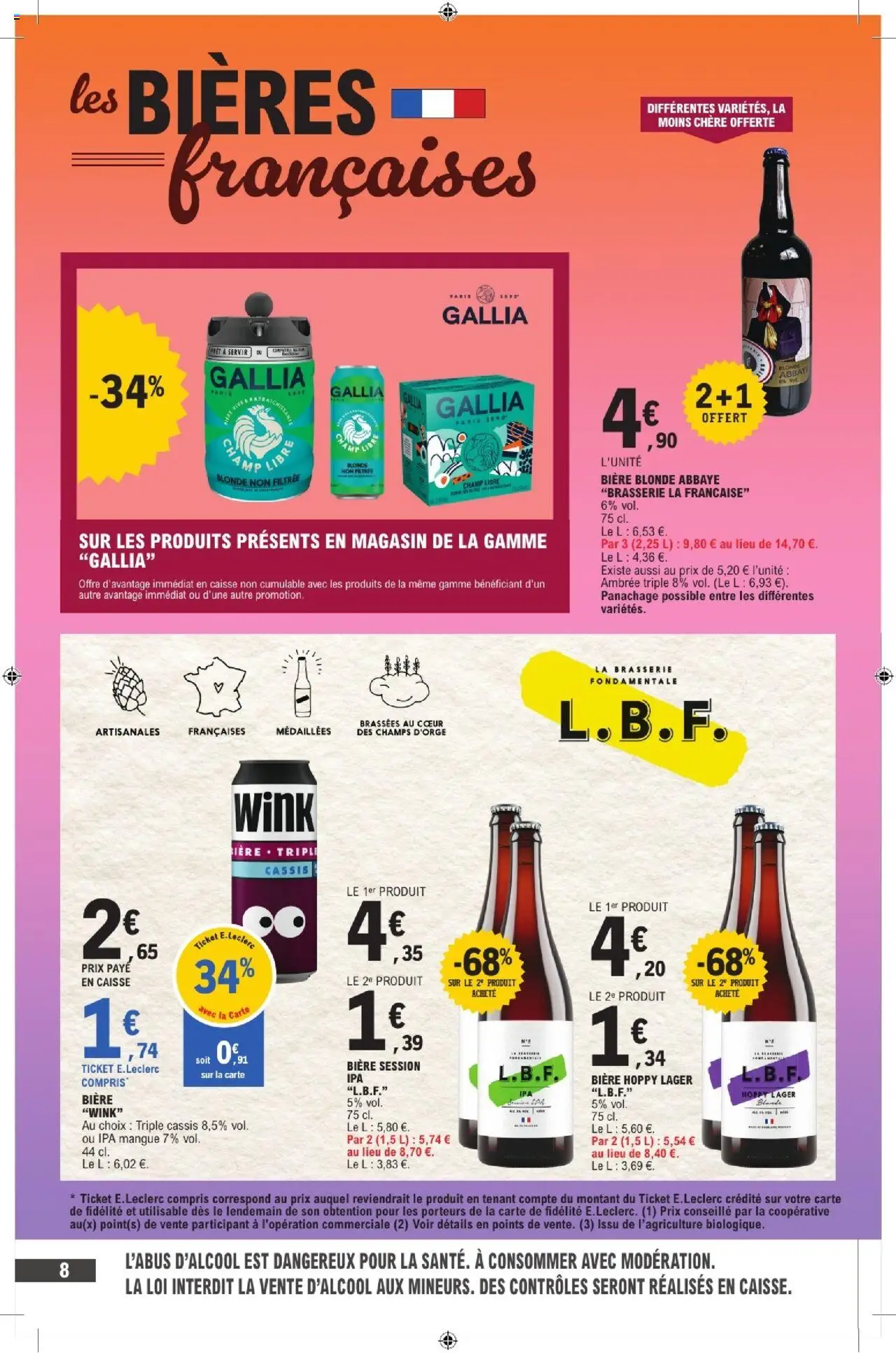 {H1} | Page: 8 | Produits: Cassis, Mangue, Bière blonde, Bière
