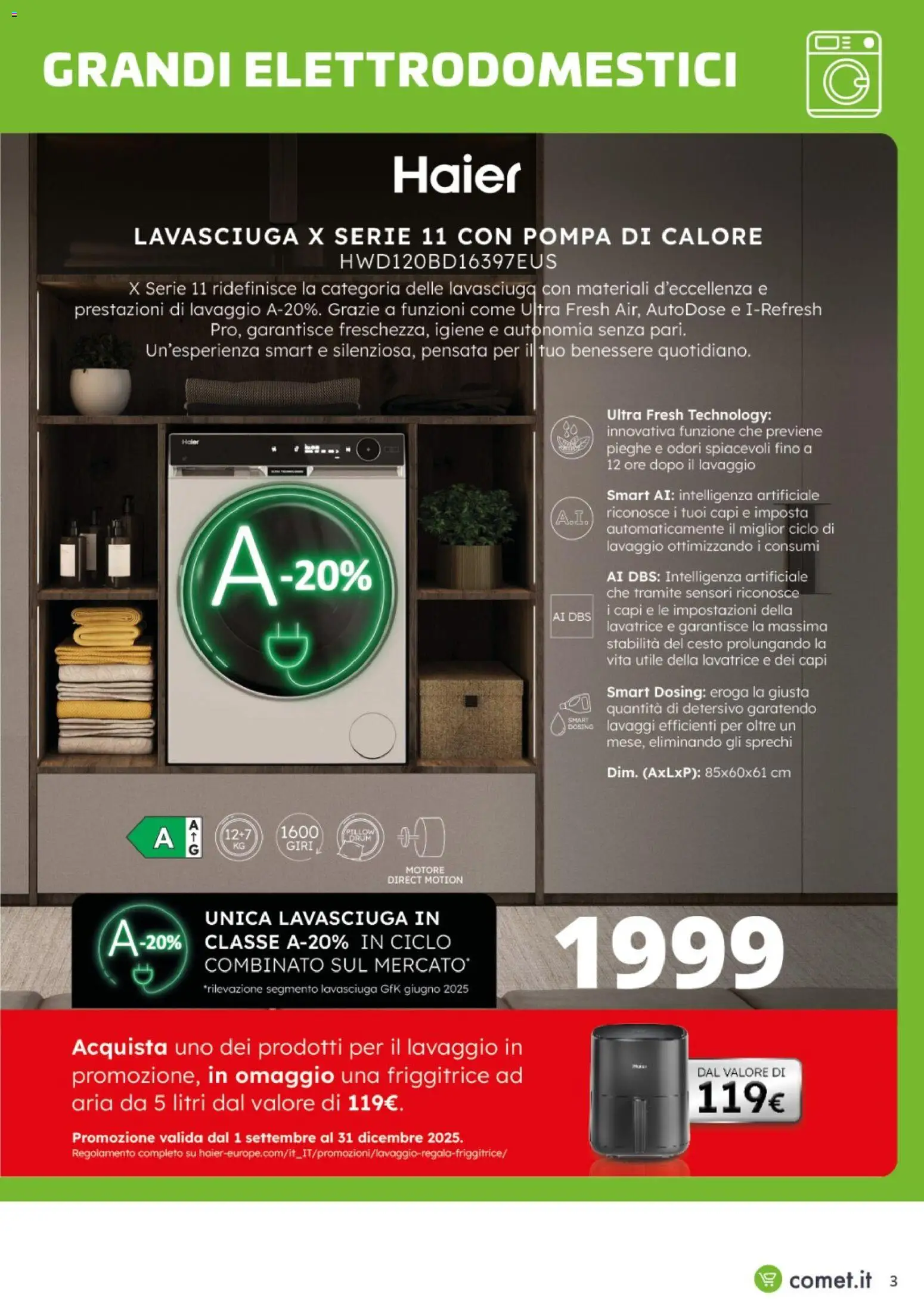 Volantino Comet del 17.11.2025 | Pagina: 3 | Prodotti: Lavasciuga, Lavatrice, Friggitrice