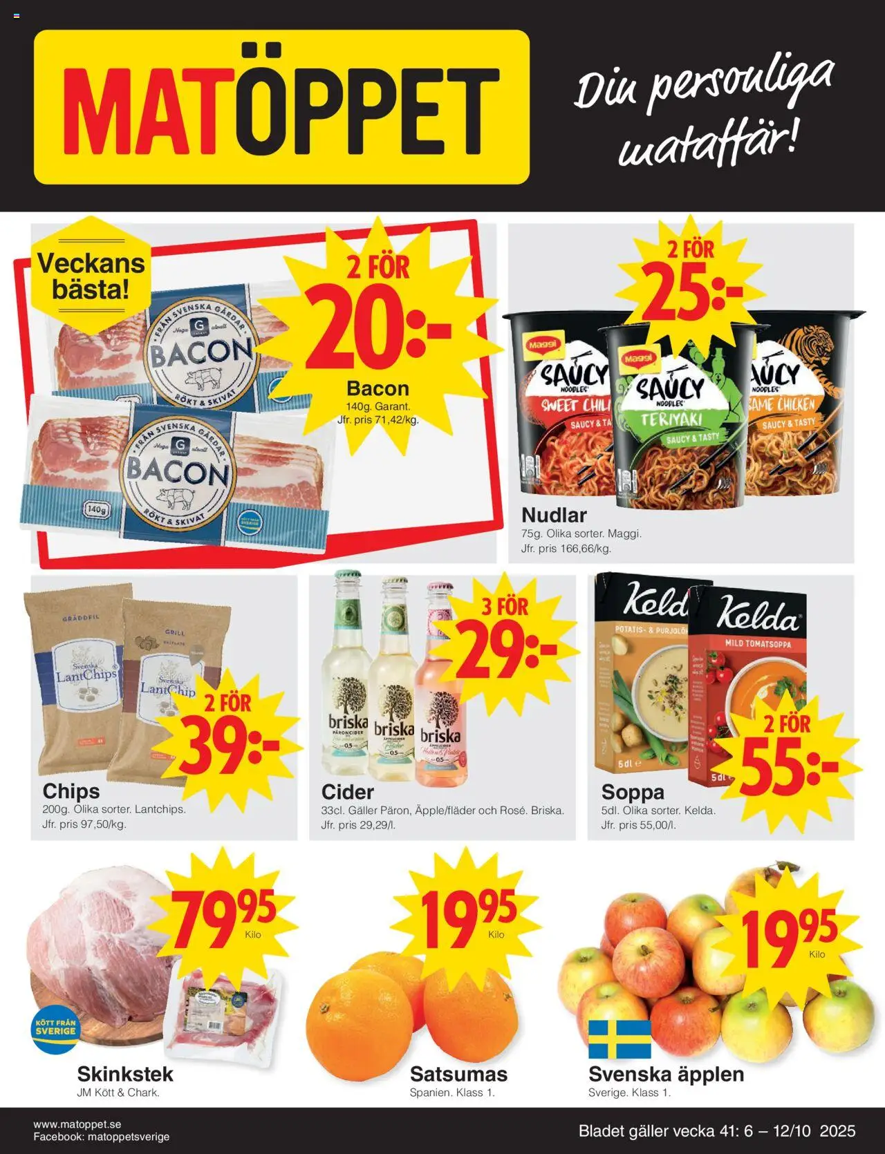 Matöppet reklamblad aktuell från 06.10.2025 | Sida: 1 | Produkter: Grill, Äpplen, Cider, Gräddfil