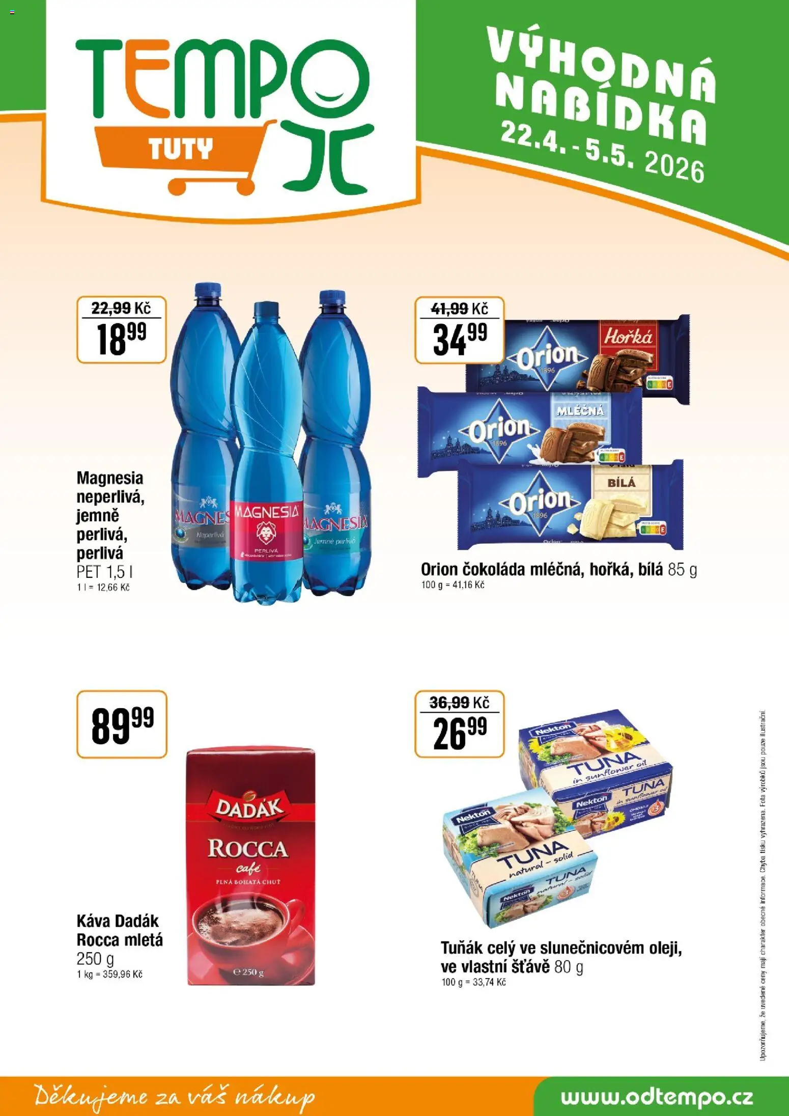 Tempo leták - Tuty od 22.04.2026 | Strana: 12 | Produkty: Tuňák, Káva, Čokoláda, Magnesia