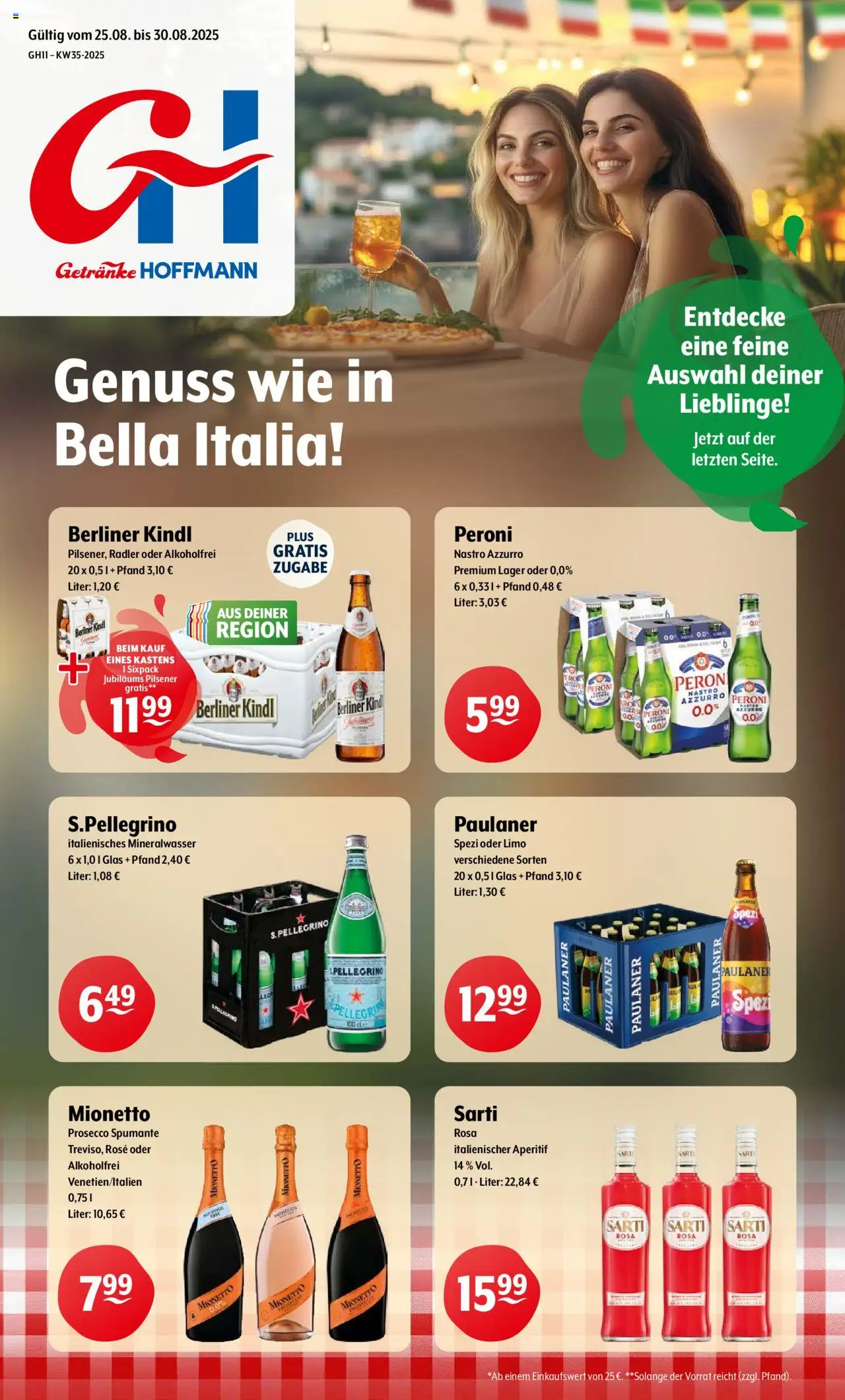 Getränke Hoffmann Prospekt 	 - gültig ab dem 25.08.2025 | Seite: 1 | Produkte: Berliner, Mineralwasser, Prosecco, Paulaner