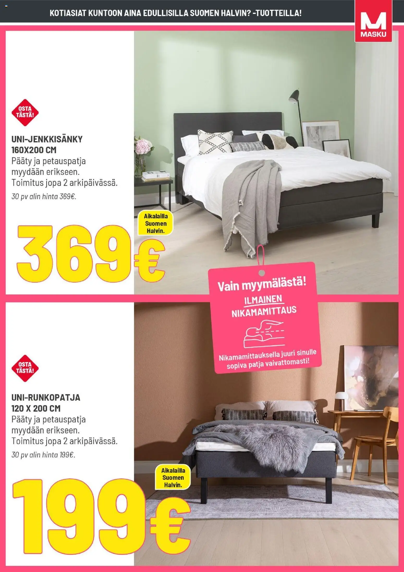 Masku tarjoukset – voimassa 05.01.2026 alkaen | Sivu: 7 | Tuotteet: Patja, Petauspatja