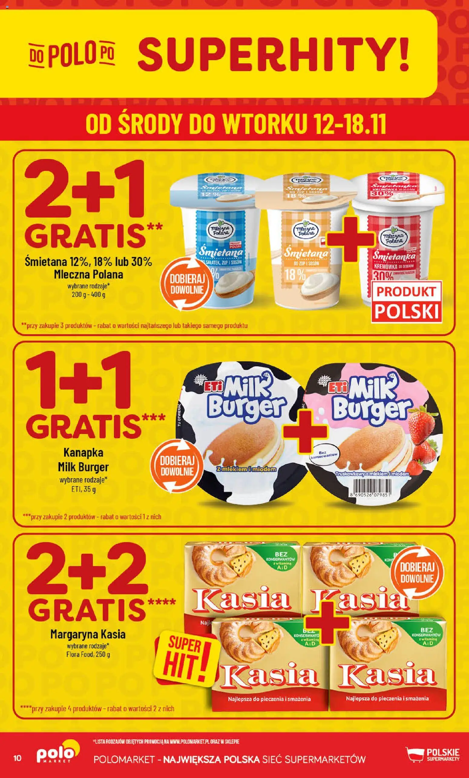 POLOmarket Gazetka od 12.11.2025 | Strona: 10 | Produkty: Margaryna kasia, Margaryna, Śmietana