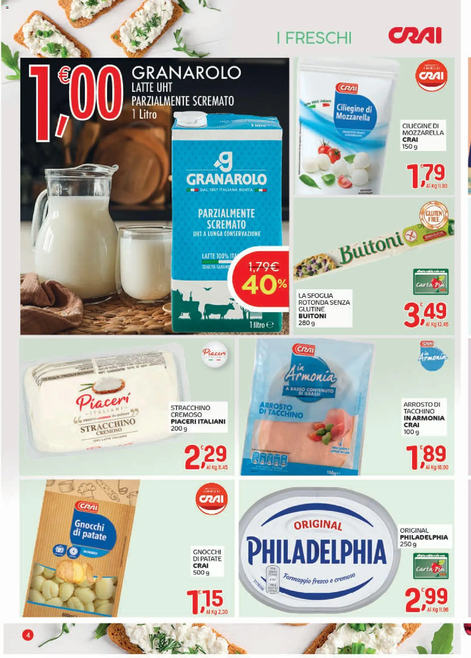 Volantino CRAI del 22.01.2026 | Pagina: 4 | Prodotti: Patate, Tacchino, Mozzarella, Stracchino