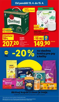 Náhled letáku Lidl leták od 13.04.2026 | Strana: 3 | Produkty: Felix, Purina, Toaletní papír, Láhev