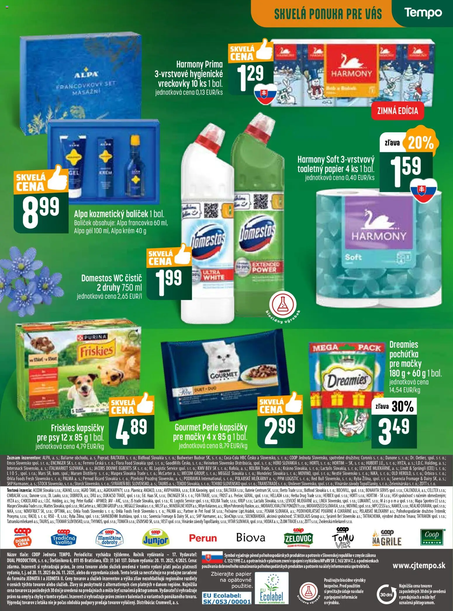 Nové COOP Jednota akcie – leták je platný od 20.11.2025 | Strana: 23 | Produkty: Lindt, Wc, Alpa, Krém