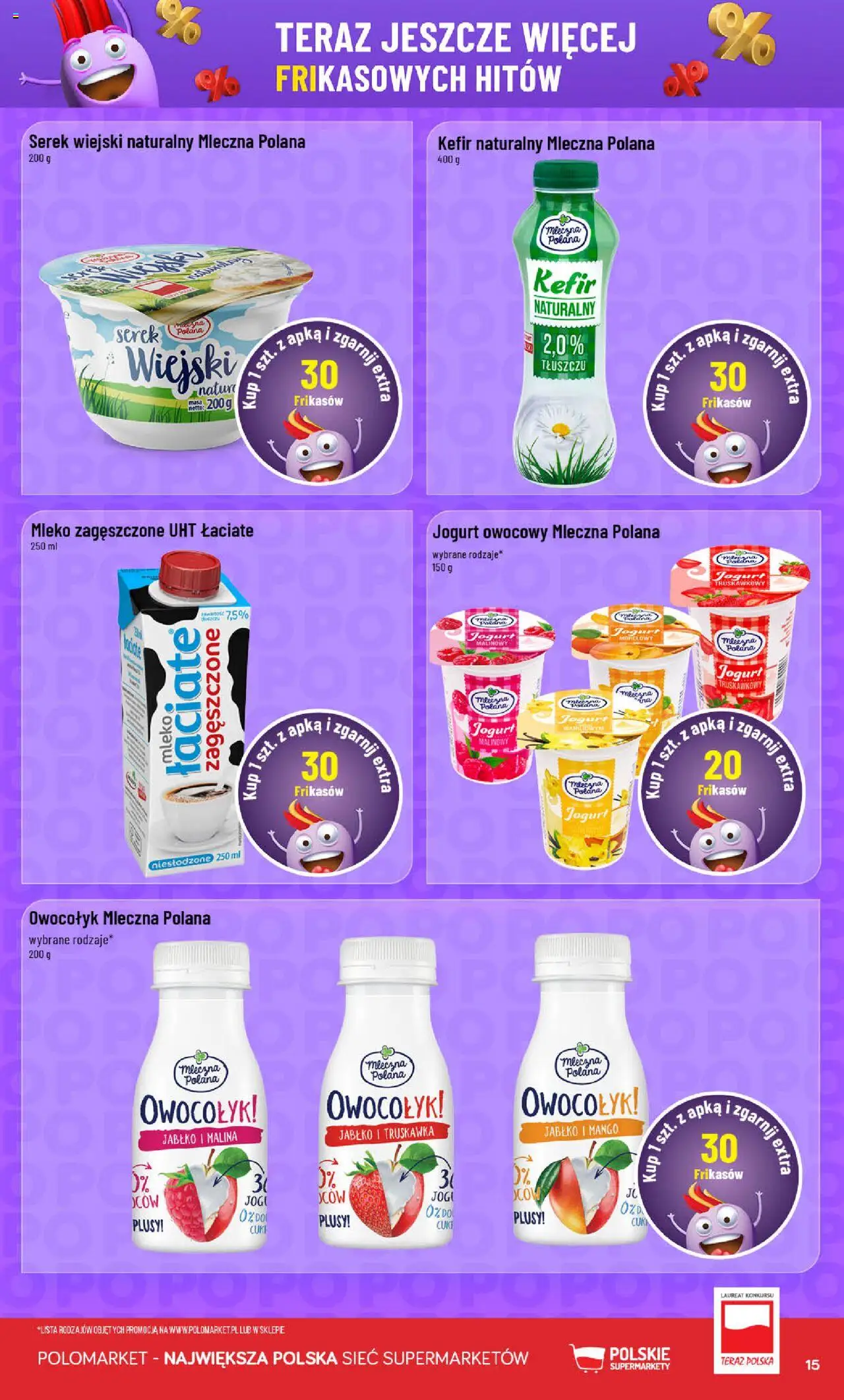 POLOmarket Gazetka - Frikasowe Hity od 08.10.2025 | Strona: 15 | Produkty: Malina, Serek, Serek wiejski, Mleko