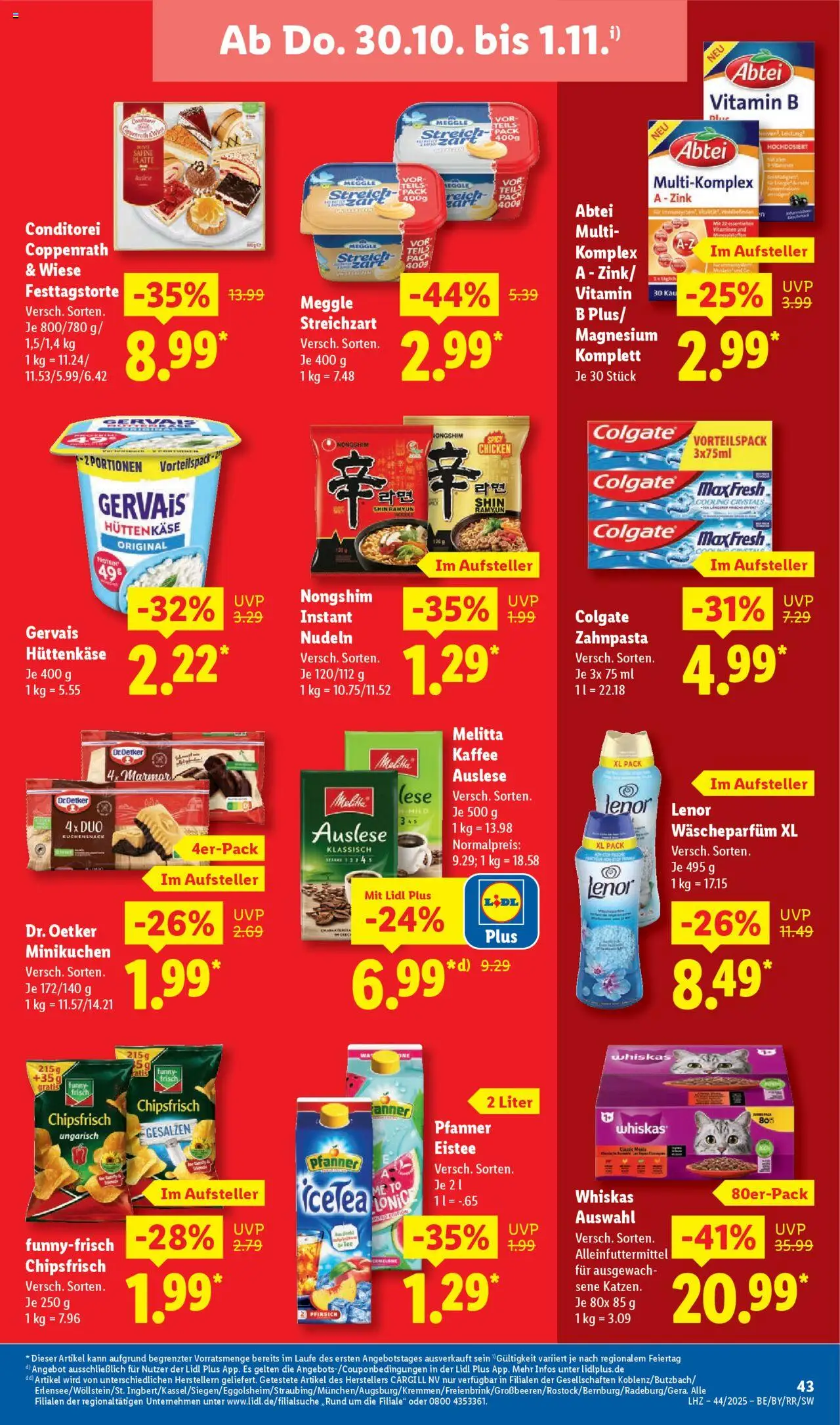 Lidl Prospekt Kornwestheim – gültig ab 27.10.2025 | Seite: 63 | Produkte: Zahnpasta, Pfirsich, Nudeln, Hüttenkäse