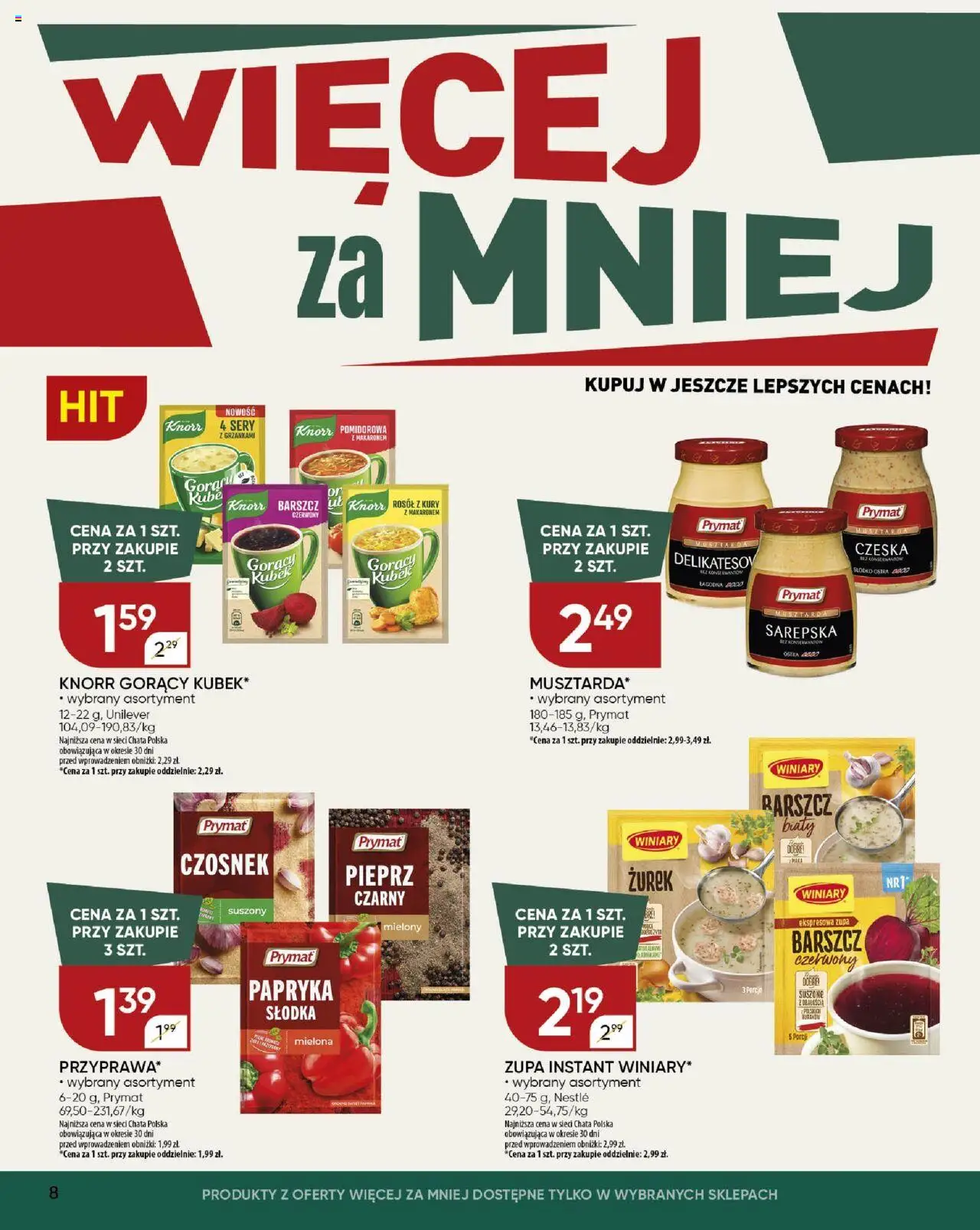 Chata Polska Gazetka od 13.08.2025 | Strona: 8 | Produkty: Czosnek, Papryka, Zupa, Pieprz