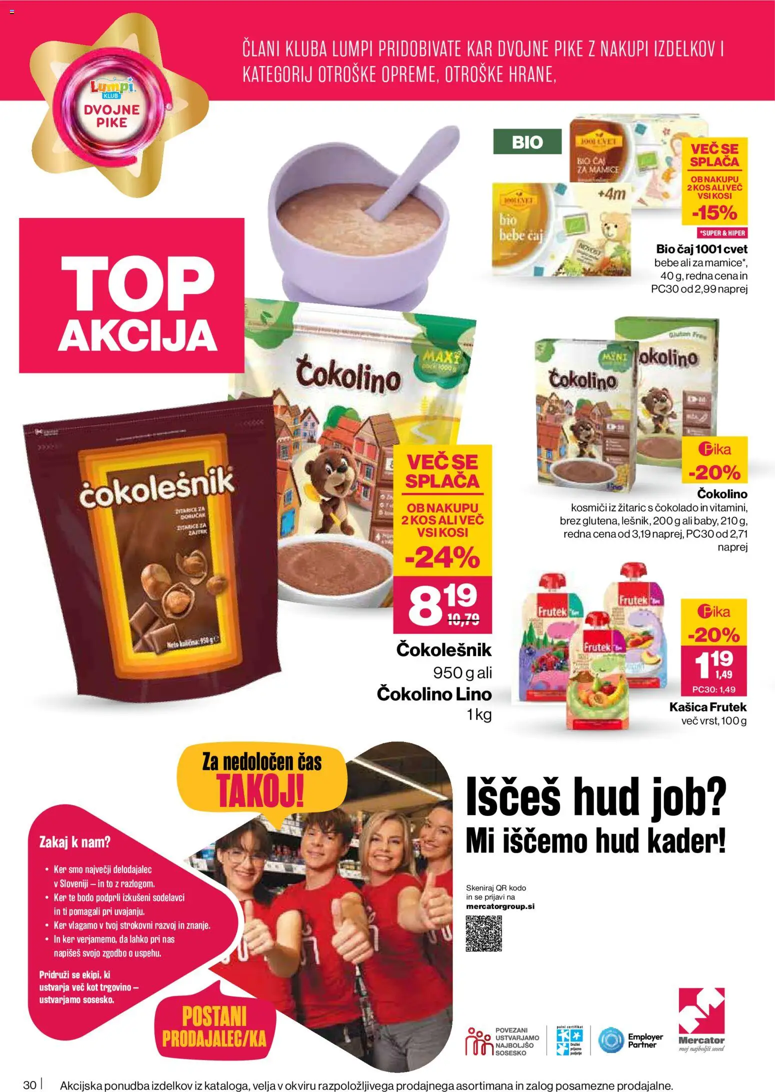 Novi Mercator katalog ponudbe – veljaven od 15.01.2026 | Stran: 30 | Izdelki: Čokolino, Čokolešnik, Caj, Kosmici
