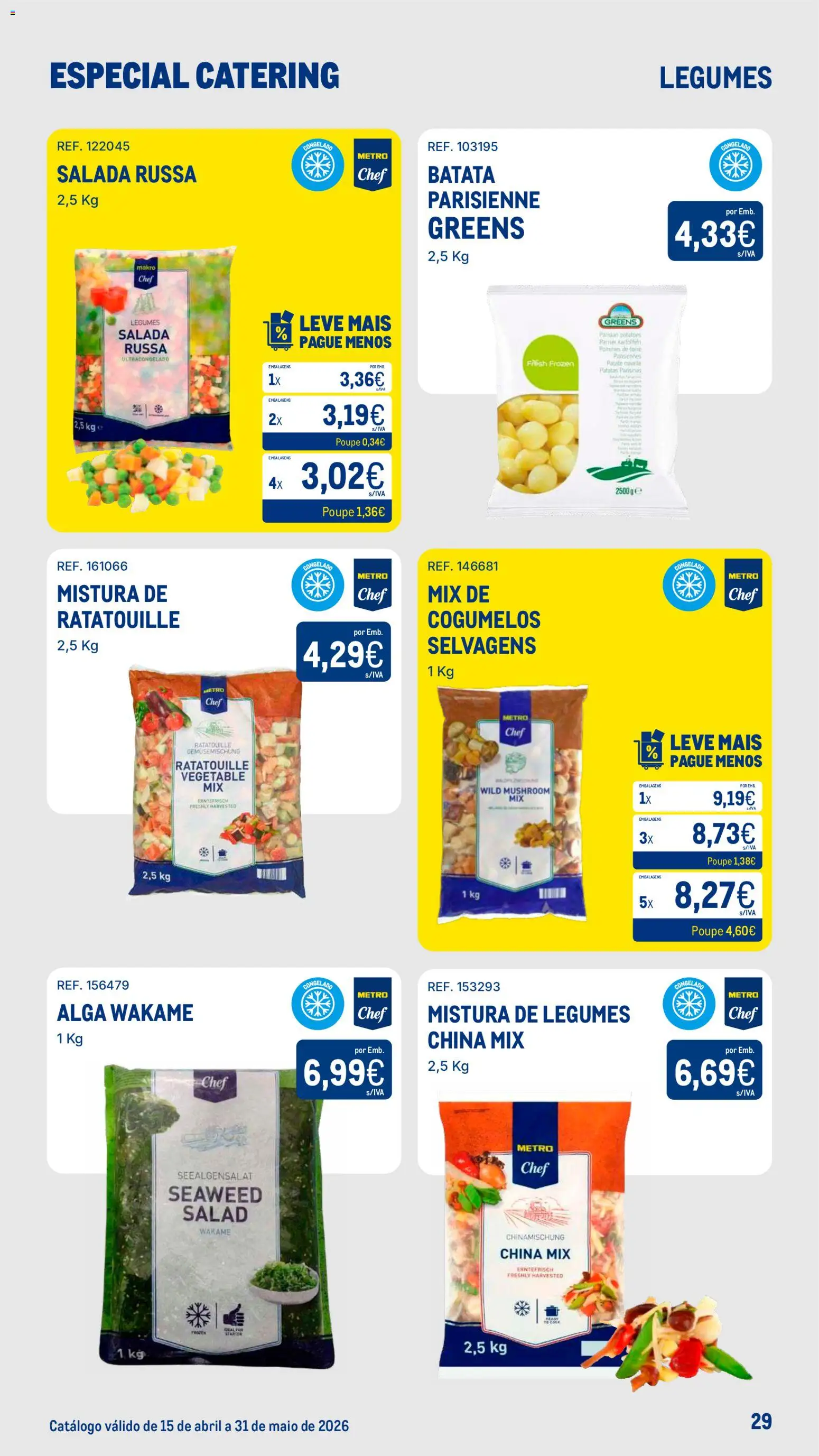 Makro Especial Catering │ válido de 15.04.2026 | Página: 29 | Produtos: Batata, Cogumelos, Salada