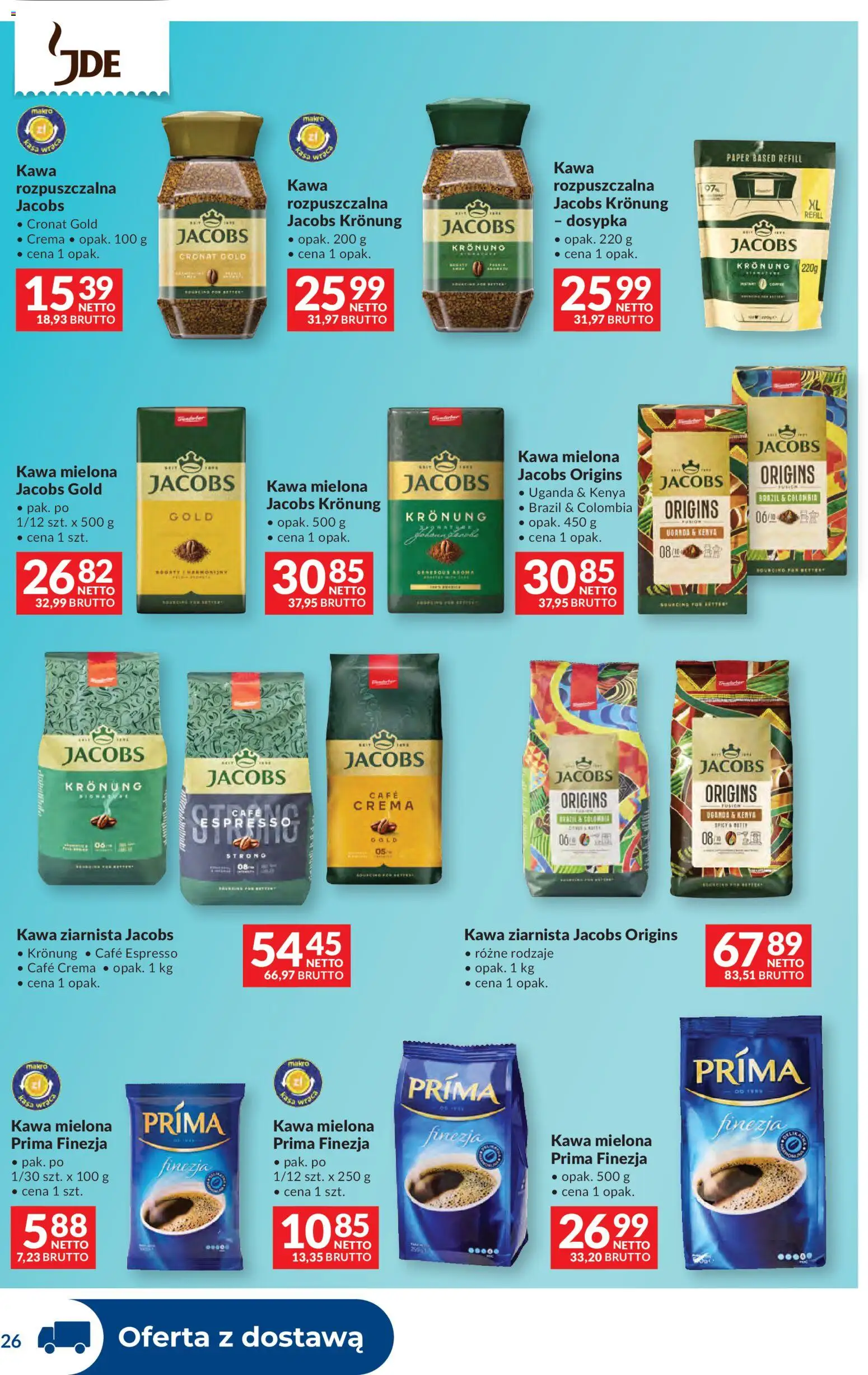 Makro Gazetka - Dystrybucja do sklepów od 20.01.2026 | Strona: 26 | Produkty: Kawa mielona Prima, Kawa ziarnista, Kawa rozpuszczalna, Kawa