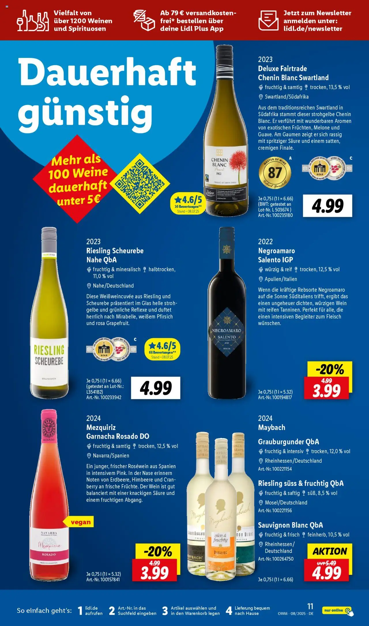 Lidl - Wein & Spirituosen im Onlineshop - gültig ab dem 01.08.2025 | Seite: 11 | Produkte: Melone, Himbeere, Wein, Fleisch