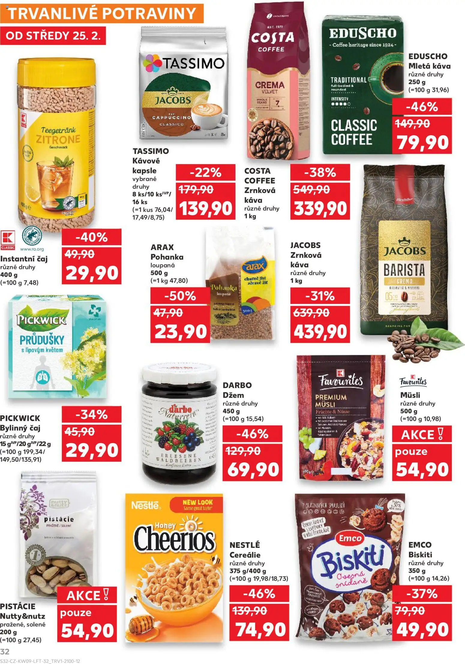 Kaufland leták - Plzeň od 25.02.2026 | Strana: 32 | Produkty: Káva, Premium müsli, Crema, Zrnková káva