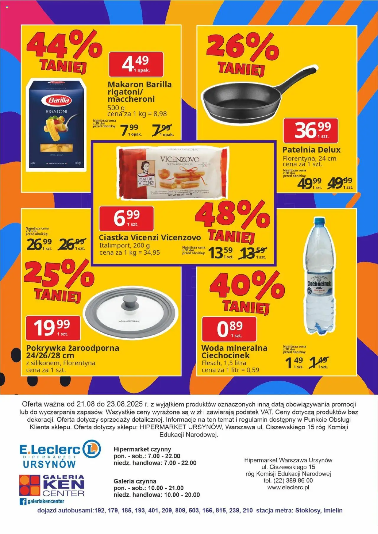 E.Leclerc Gazetka - Warszawa Ursynów od 21.08.2025 | Strona: 2 | Produkty: Makaron Barilla, Makaron, Patelnia, Woda