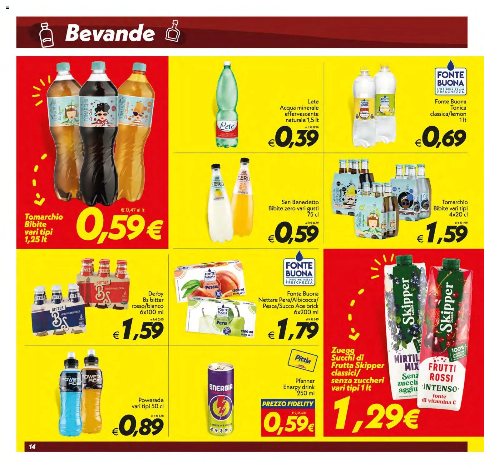 Volantino SuperConveniente del 13.01.2026 | Pagina: 14 | Prodotti: Acqua, Limone, Pesca, Aperitivo